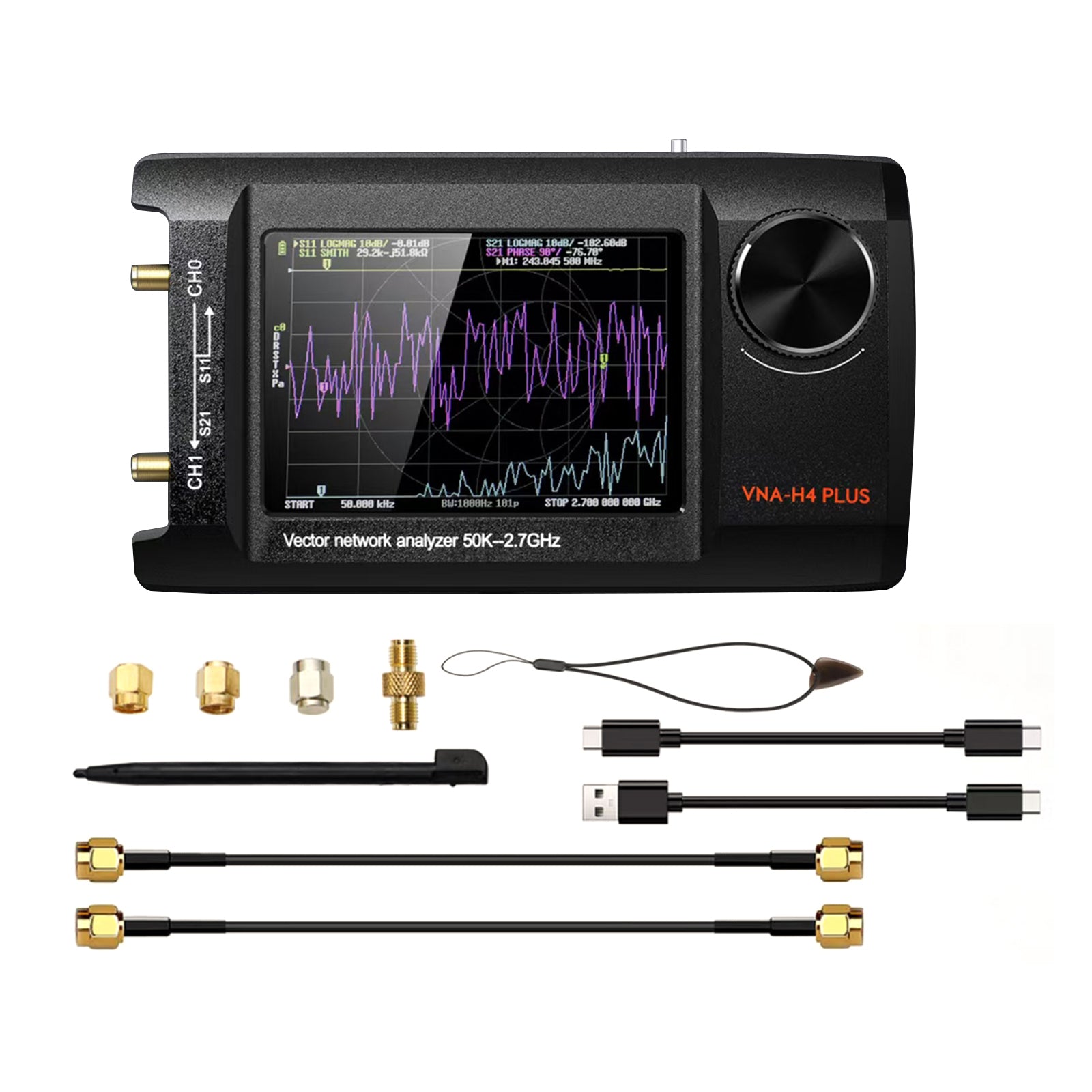 4 inch verbeterde NanoVNA Plus 50 kHz-2,7 GHz draagbare vectornetwerkanalysator