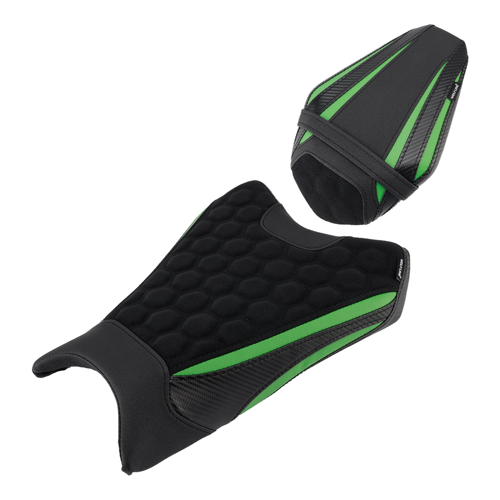 Driver&Passenger Seat Kit Rear Cushion Green For Kawasaki Zx-6R Zx 6R 19-25