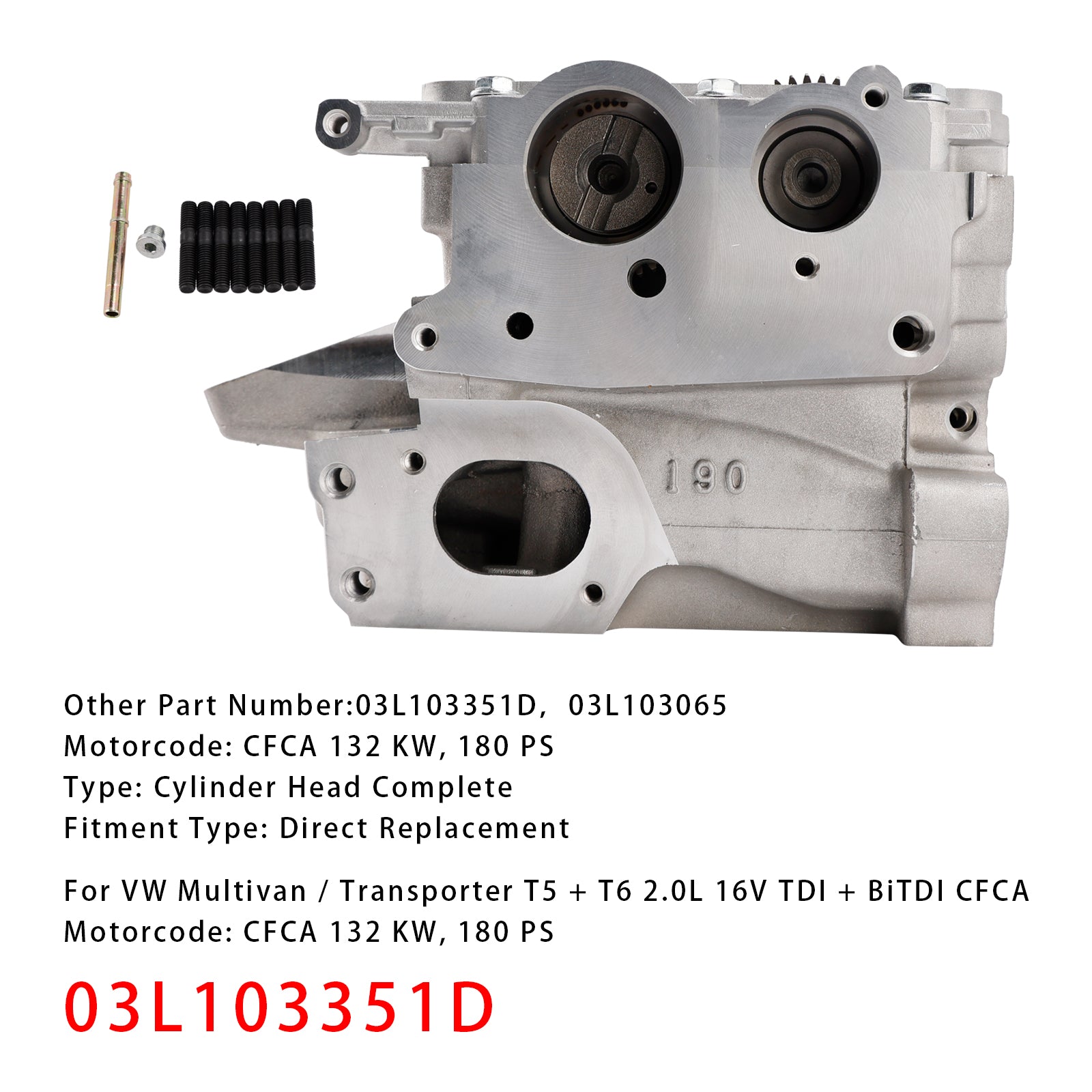 VW Multivan Van V VI T5 T6 2.0 TDI 16V Cilinderkop Compleet 03L103351D