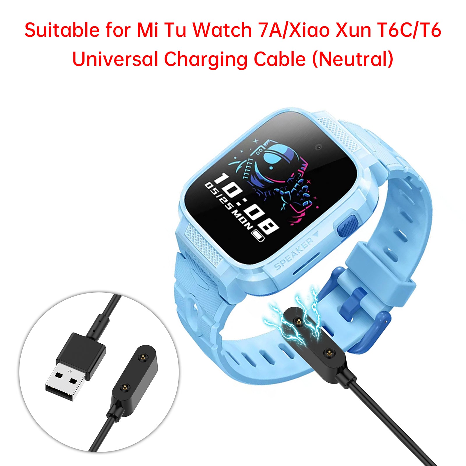 Mitu Watch 7A lading av kabelmagnetisk lader erstatning for xiaoxun t6c t6