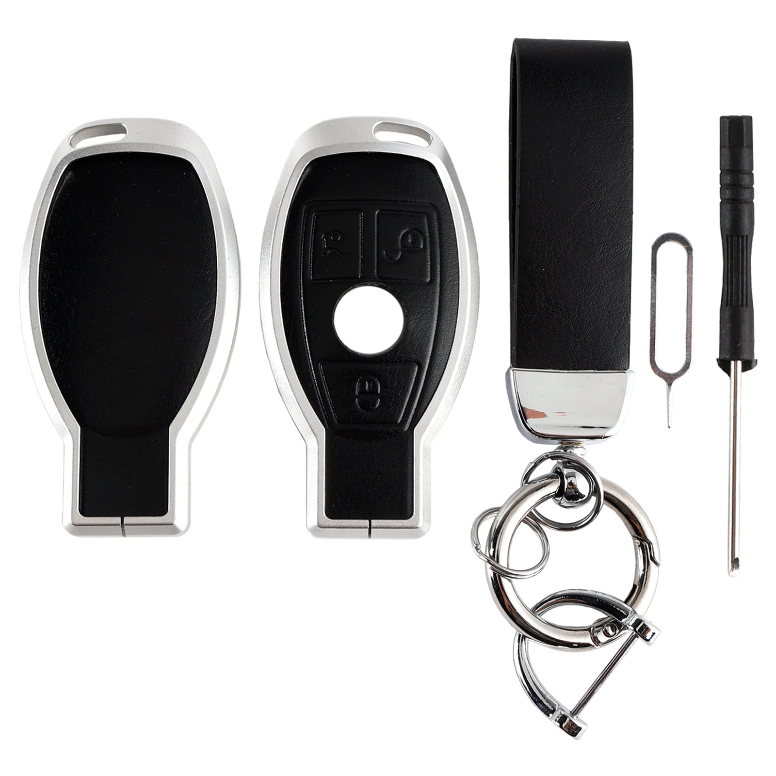 Étui noir pour clé de voiture en alliage de cuir et d'aluminium TPU, housse pour Benz GLC GLK CLS