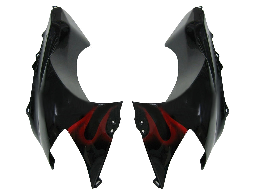 2004-2005 Kawasaki ZX 10R Carénages de course flamme noire et rouge générique