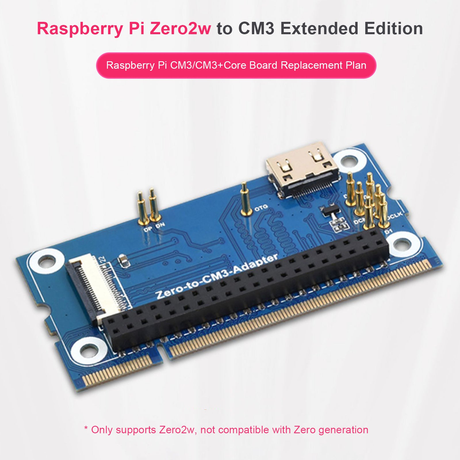 Carte d'extension 2W à CM3 Raspberry Pi CM3 Core, carte adaptateur alternative