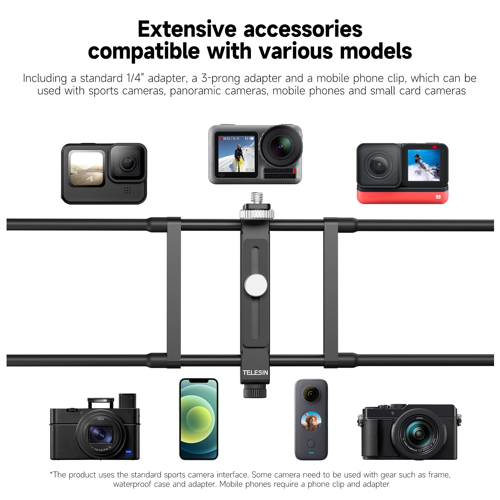 Baseball Tennis Live Broadcast Hanging Net Bracket Stand for GoPro DJI Action4