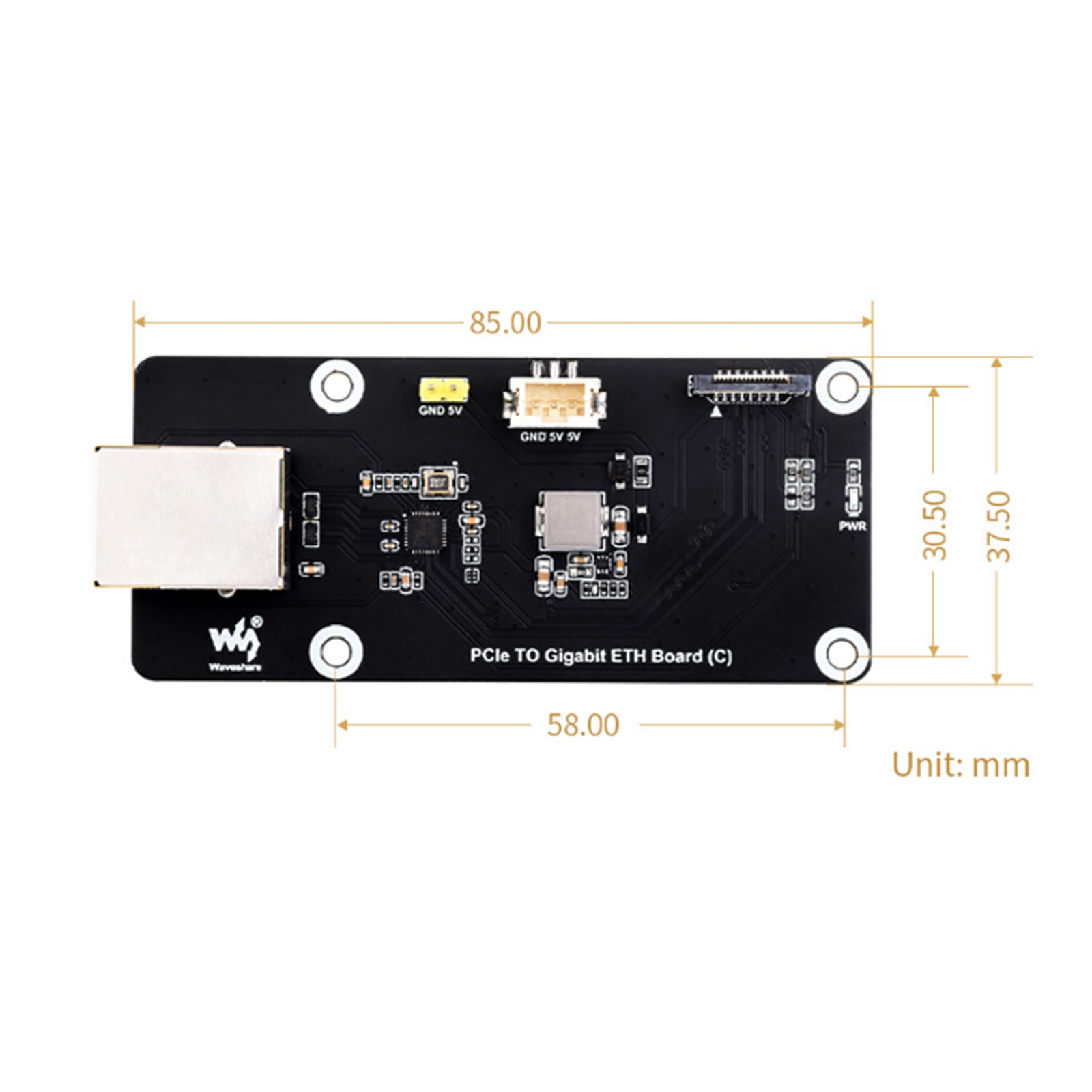 Carte adaptateur de Port Ethernet Raspberry Pi5 5B PCIe vers Gigabit, système d'exploitation sans pilote