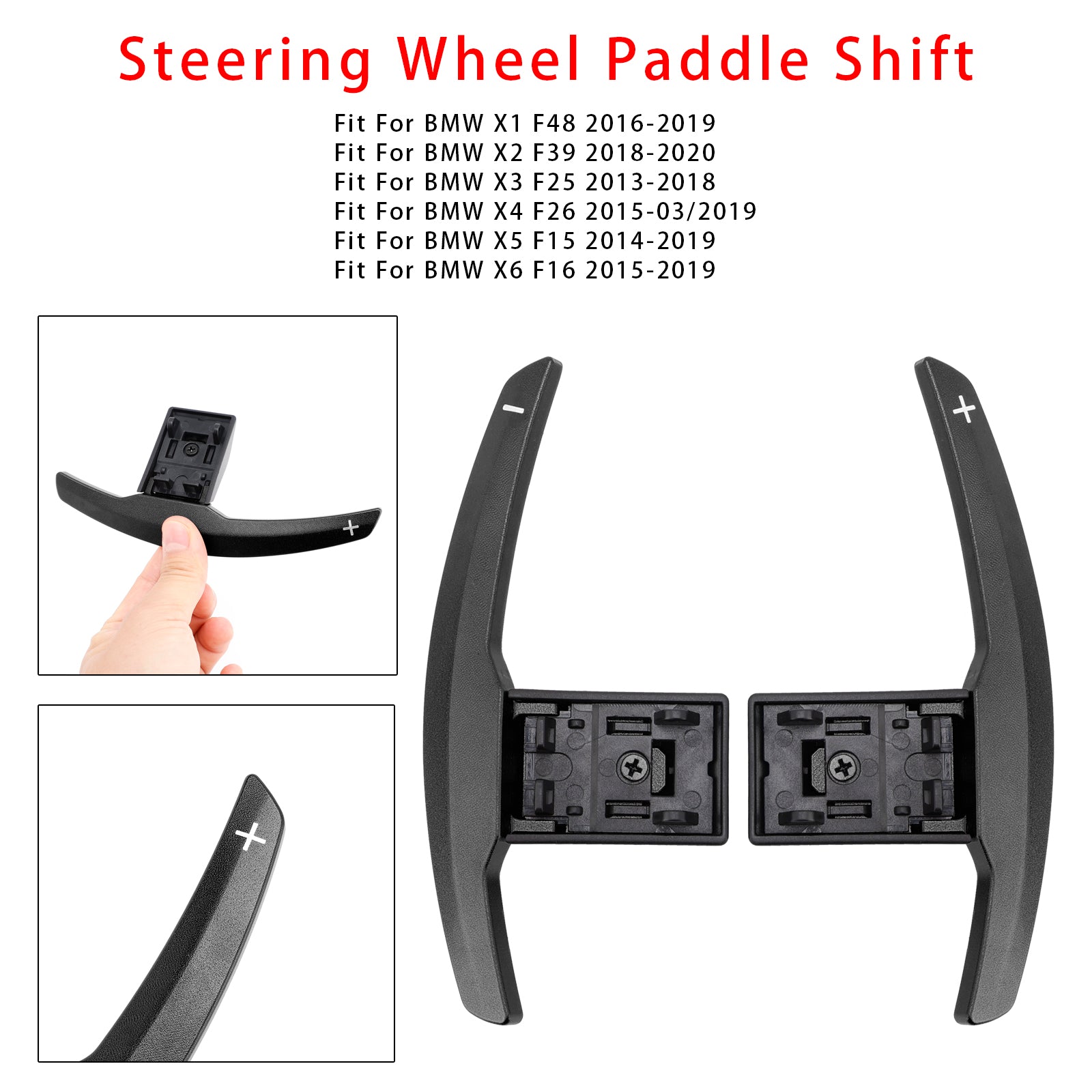 Paddelväxelförlängning för BMW F-serie F30 F31 F32 F10 X3 X5 Aluminium Svart