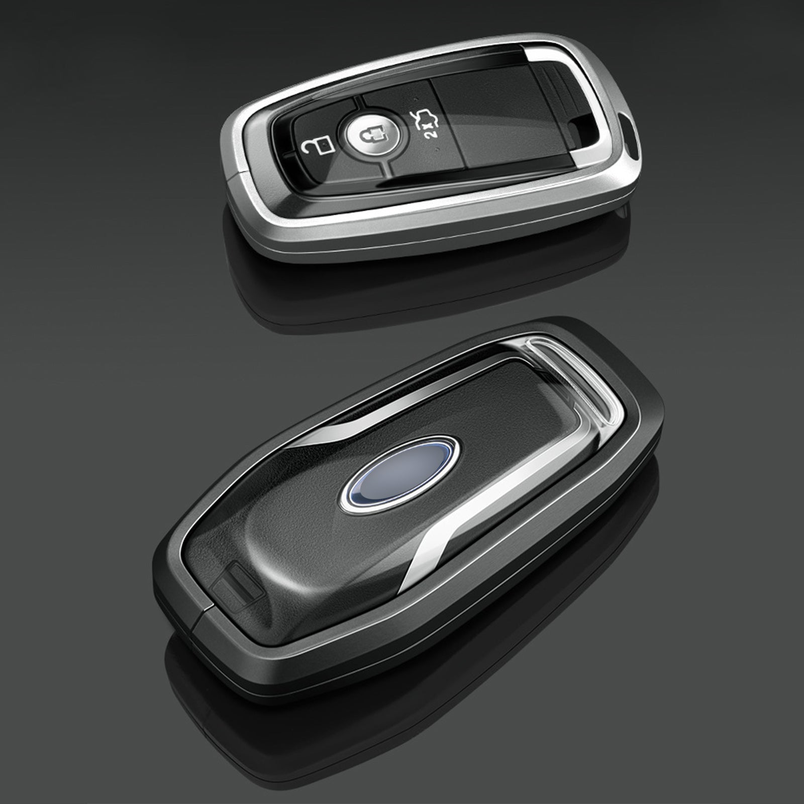 Aluminum Alloy TPU Black Car Key Case Cover With Buckle For Ford