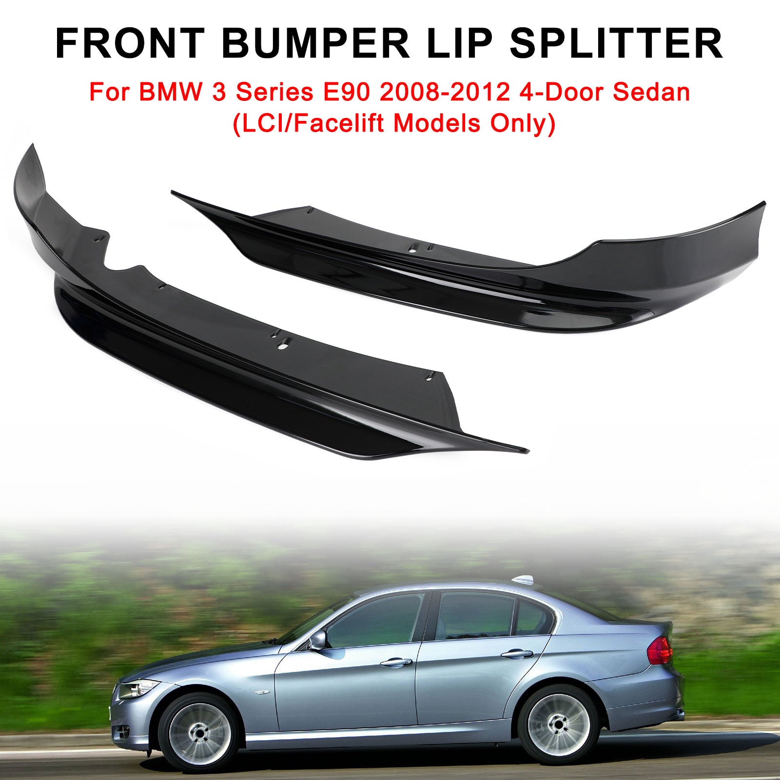 Front Bumper Lip Splitter Spoiler Fit BMW 3 Series E90 2008-2012 LCI PP