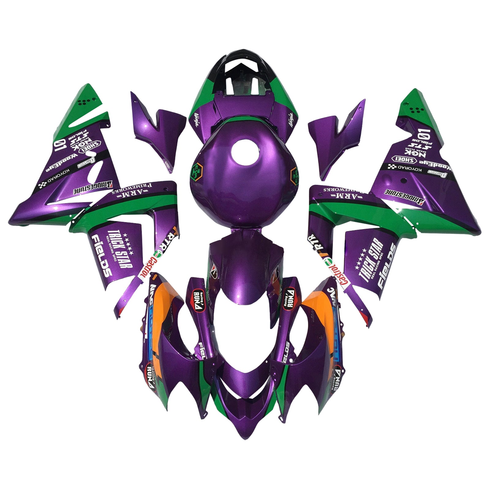 Injectiekuipset carrosserie kunststof ABS geschikt voor Kawasaki ZX10R 2004-2005