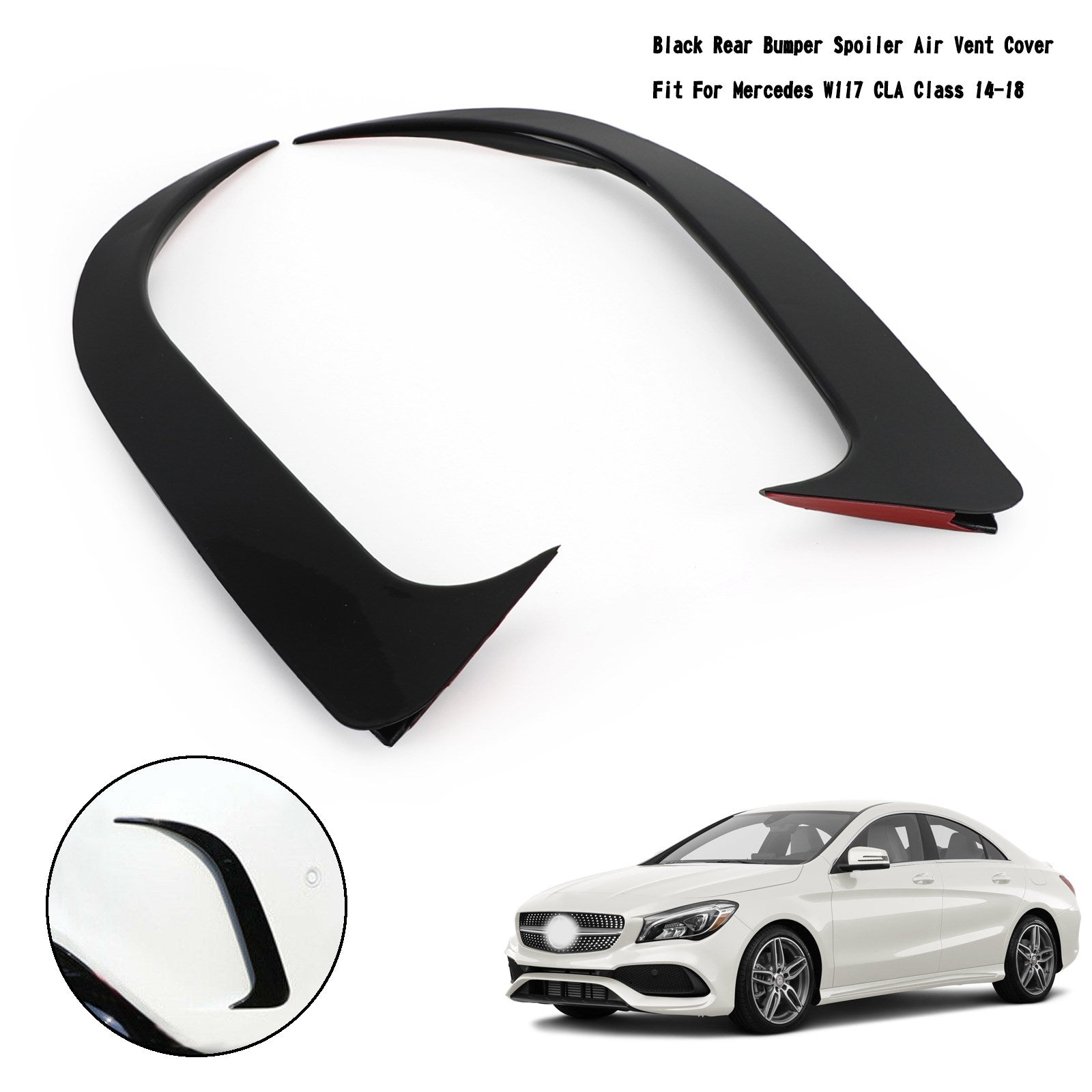 2014-2018 Mercedes W117 CLA Class Black Rear Bumper Spoiler Air Vent Cover