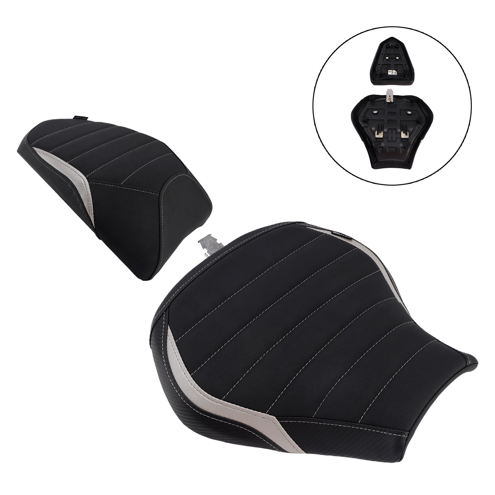 Driver&Passenger Seat Kit Rear Cushion Gray For Kawasaki Ninja H2 Sx 2022-2025