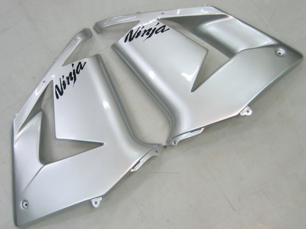 2004-2005 Kawasaki ZX 10R Silver Black Racing Fairings Generic