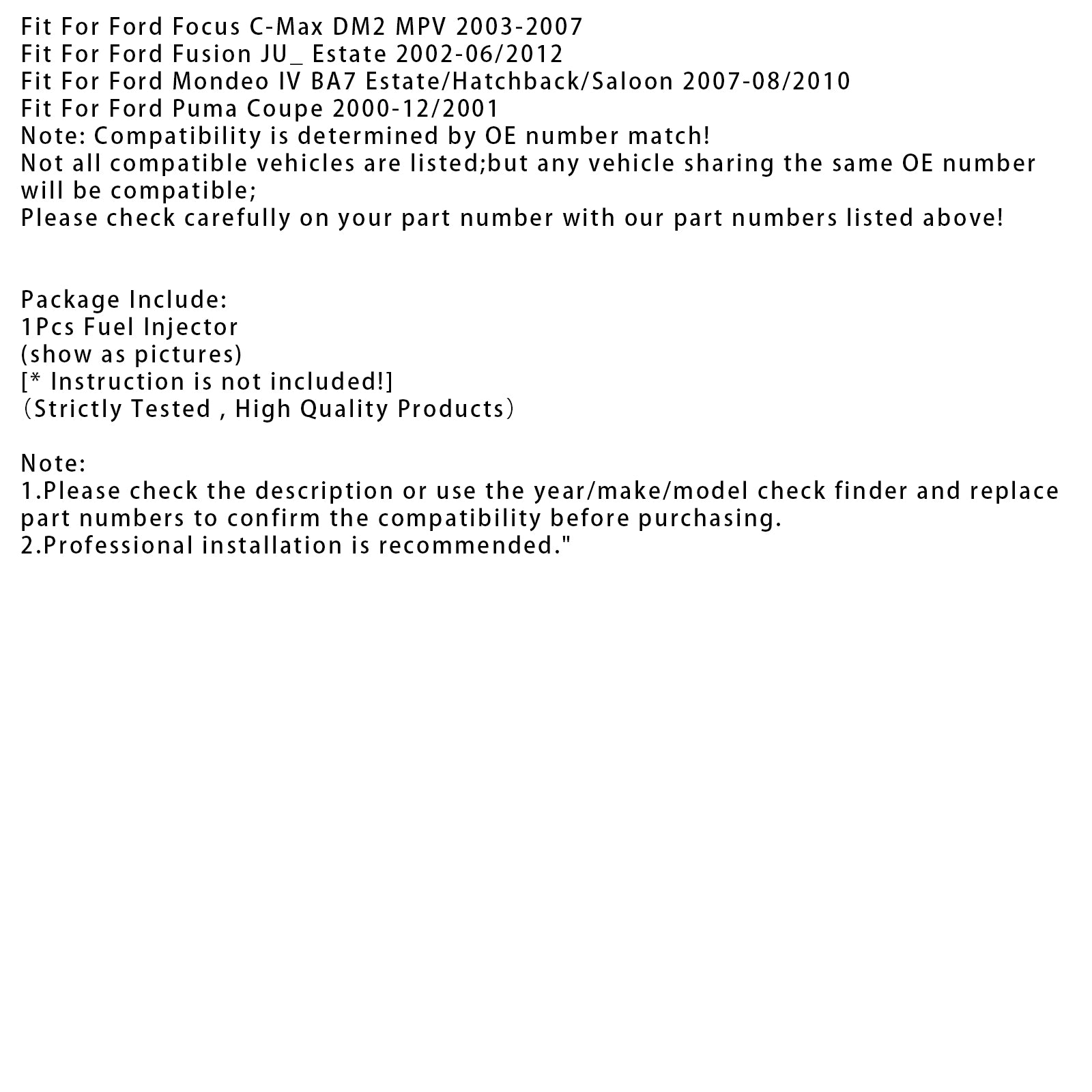 1Pcs Fuel Injector For Ford B C-Max Fiesta Focus Fusion Mondeo Puma 0280158200