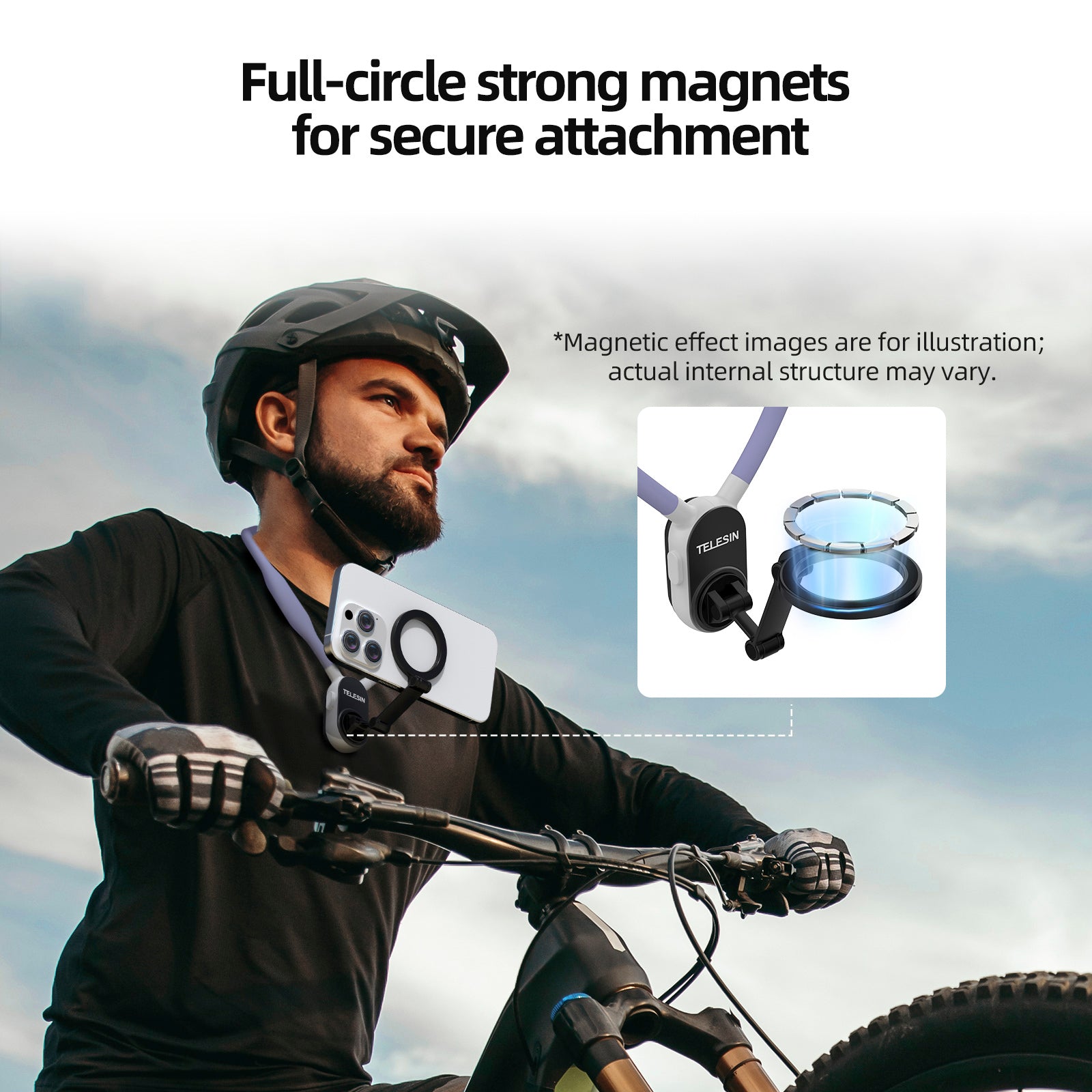 Magnetische nekhalsterbeugel Snelle ontgrendeling Schokabsorptie voor mobiele telefoon