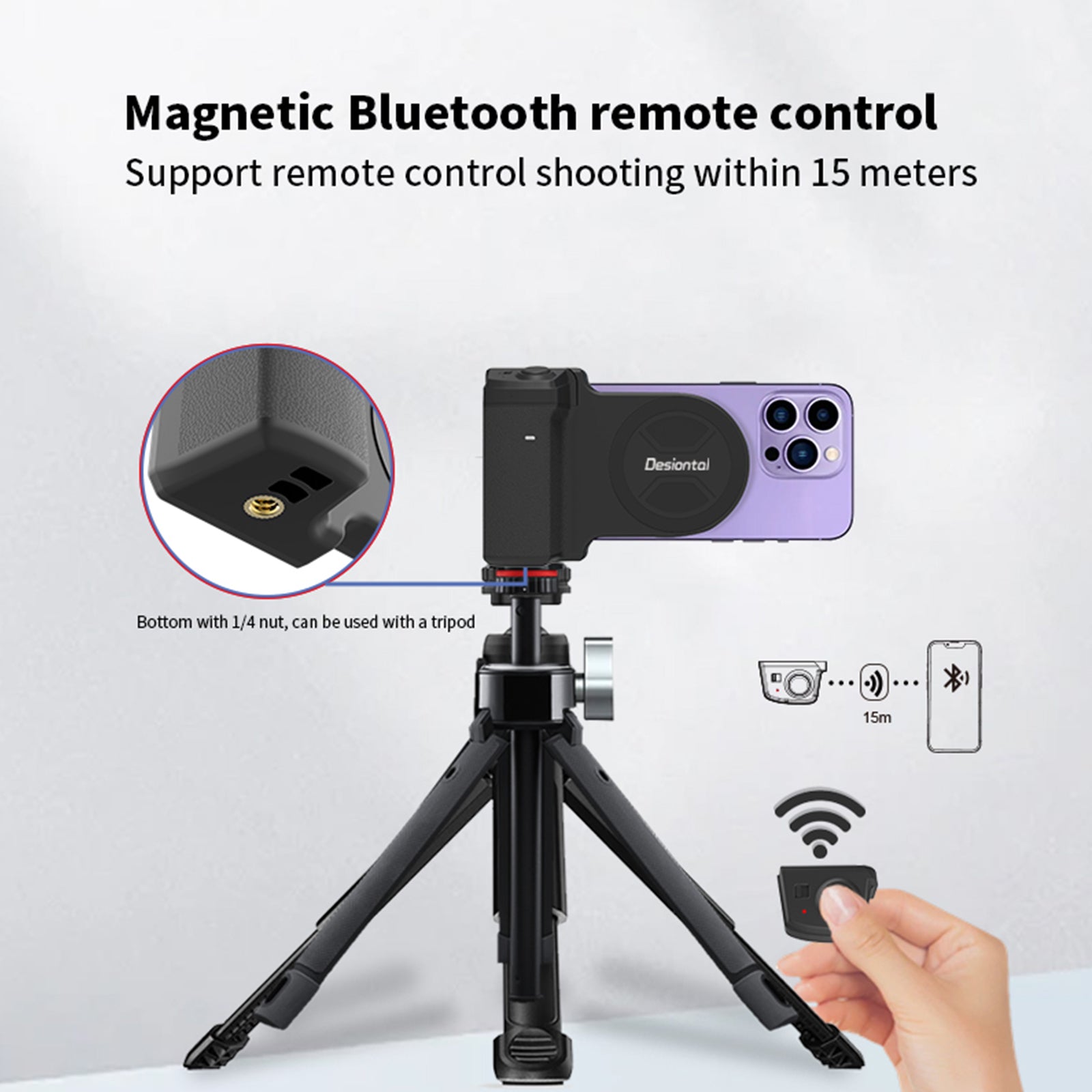 PH-30b Magnetische Selfie Clip Mobiele telefoon Magnetische zuignaphandgreep Draadloos