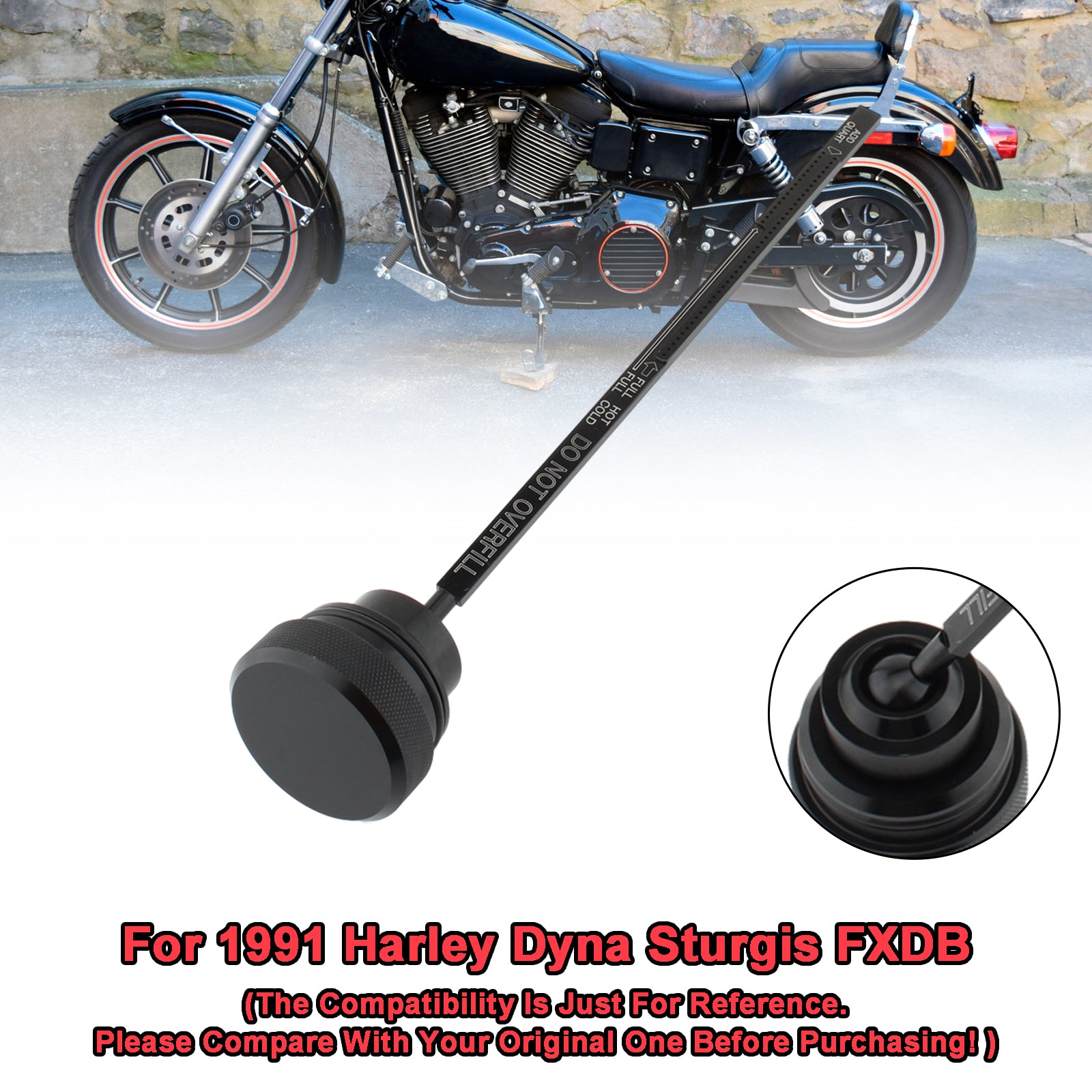 Oil Dipstick Tank Cap Plug Fit For Dyna Wide Glide FXDL 1991-1998 0710-0001