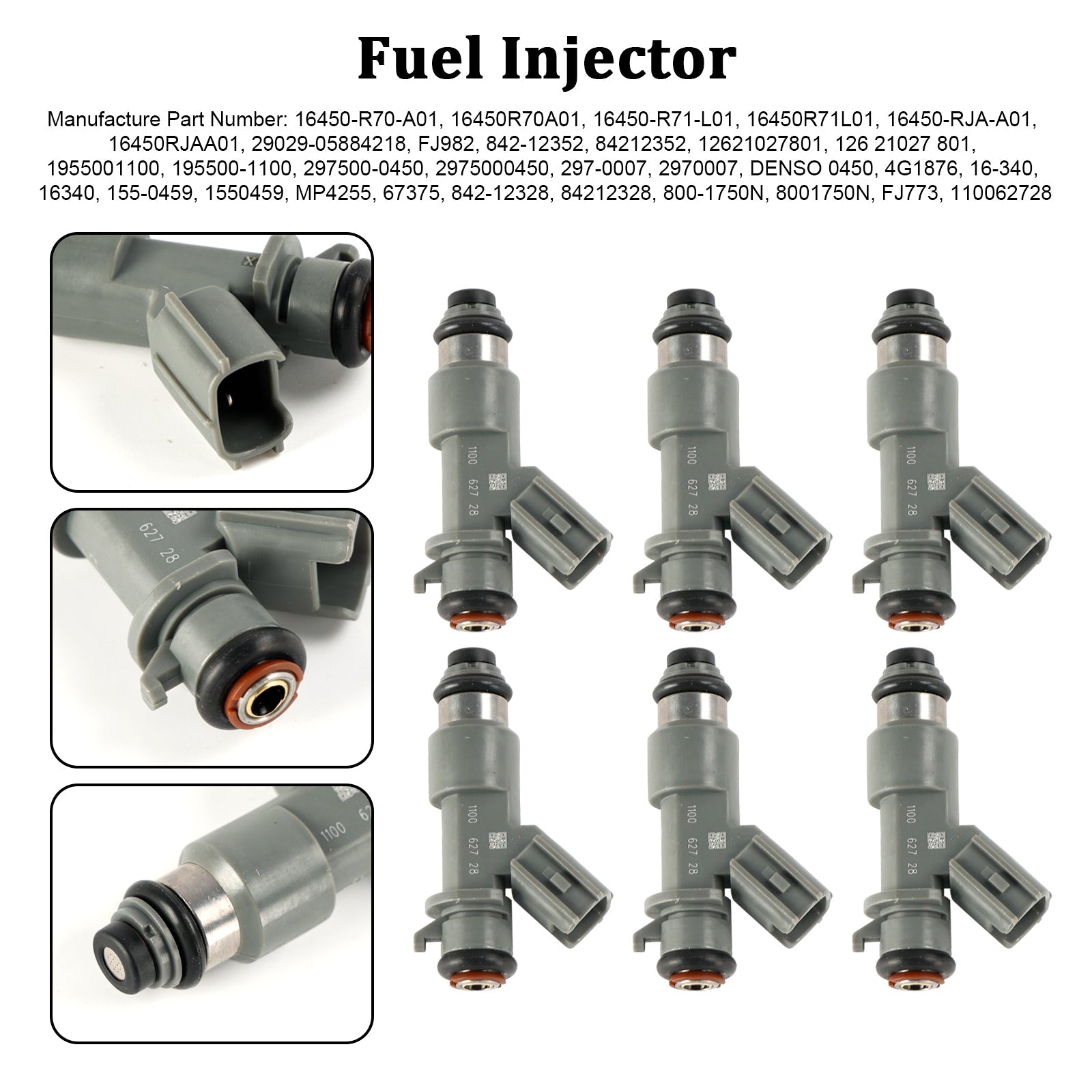 2010-2013 Acura ZDX 6PCS Fuel Injector 16450-R70-A01