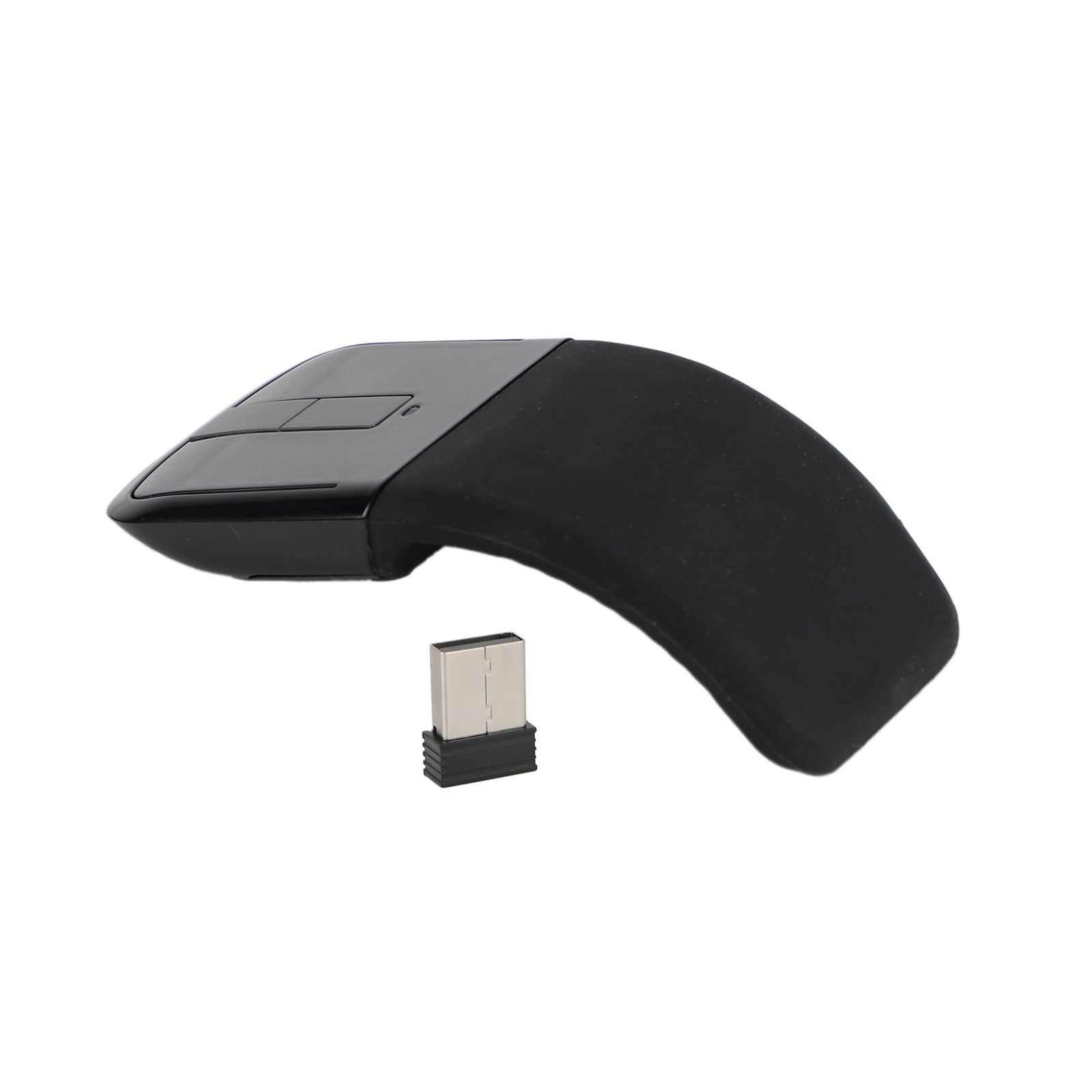 Wireless Mouse with USB Mini Folding Mouse 2.4GHz Arc Optical Touch Mice Black