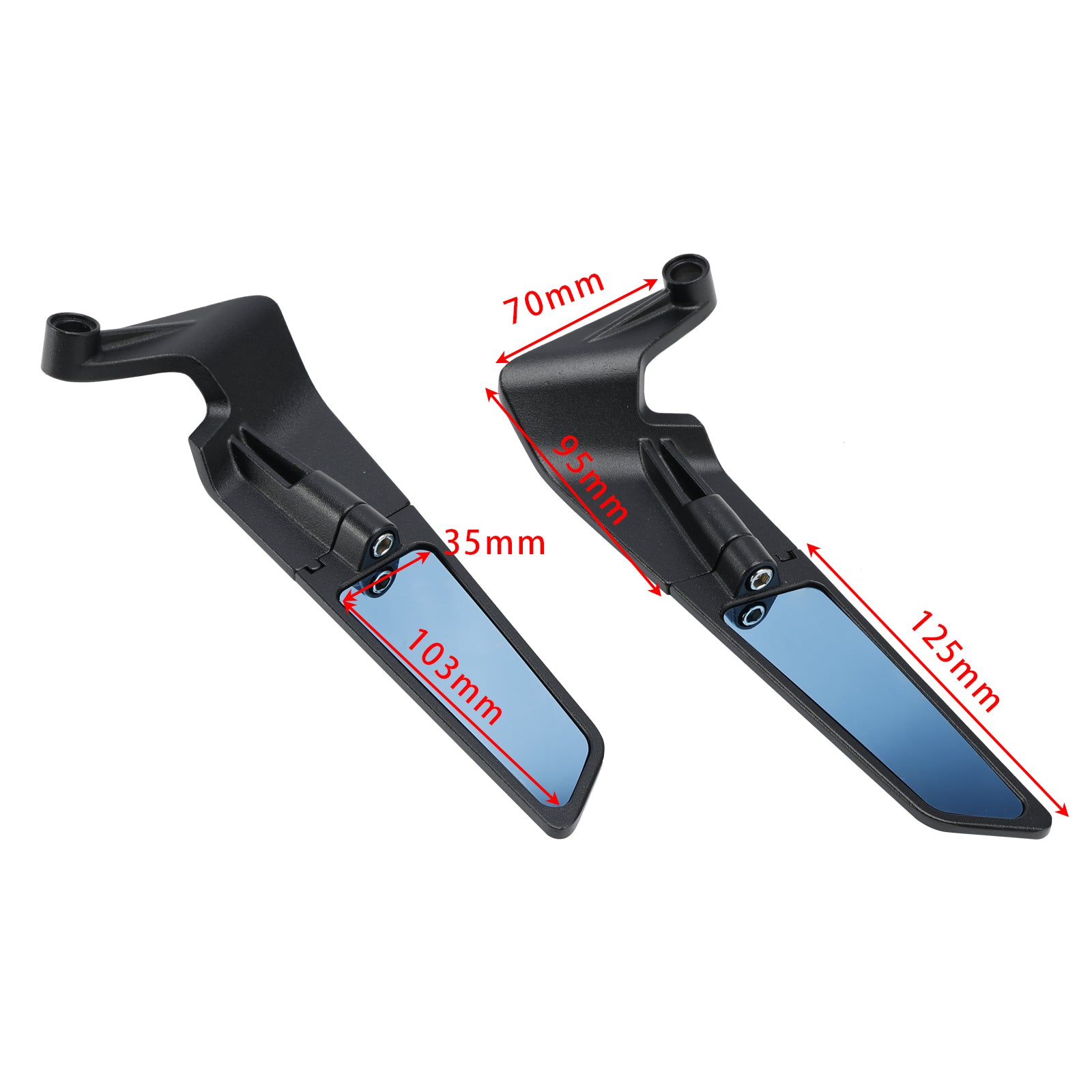 Rearview Winglet Mirrors Pair Blue For Yamaha MT-07 MT-09 / SP MT-10 2016-2024