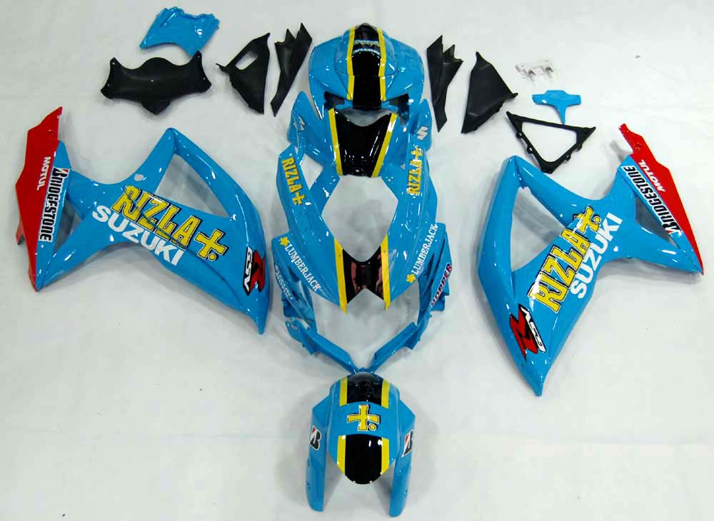 2008-2010 GSXR 600/750 Blauwe Rizla carrosseriekuip ABS spuitgegoten kunststoffenset Generiek