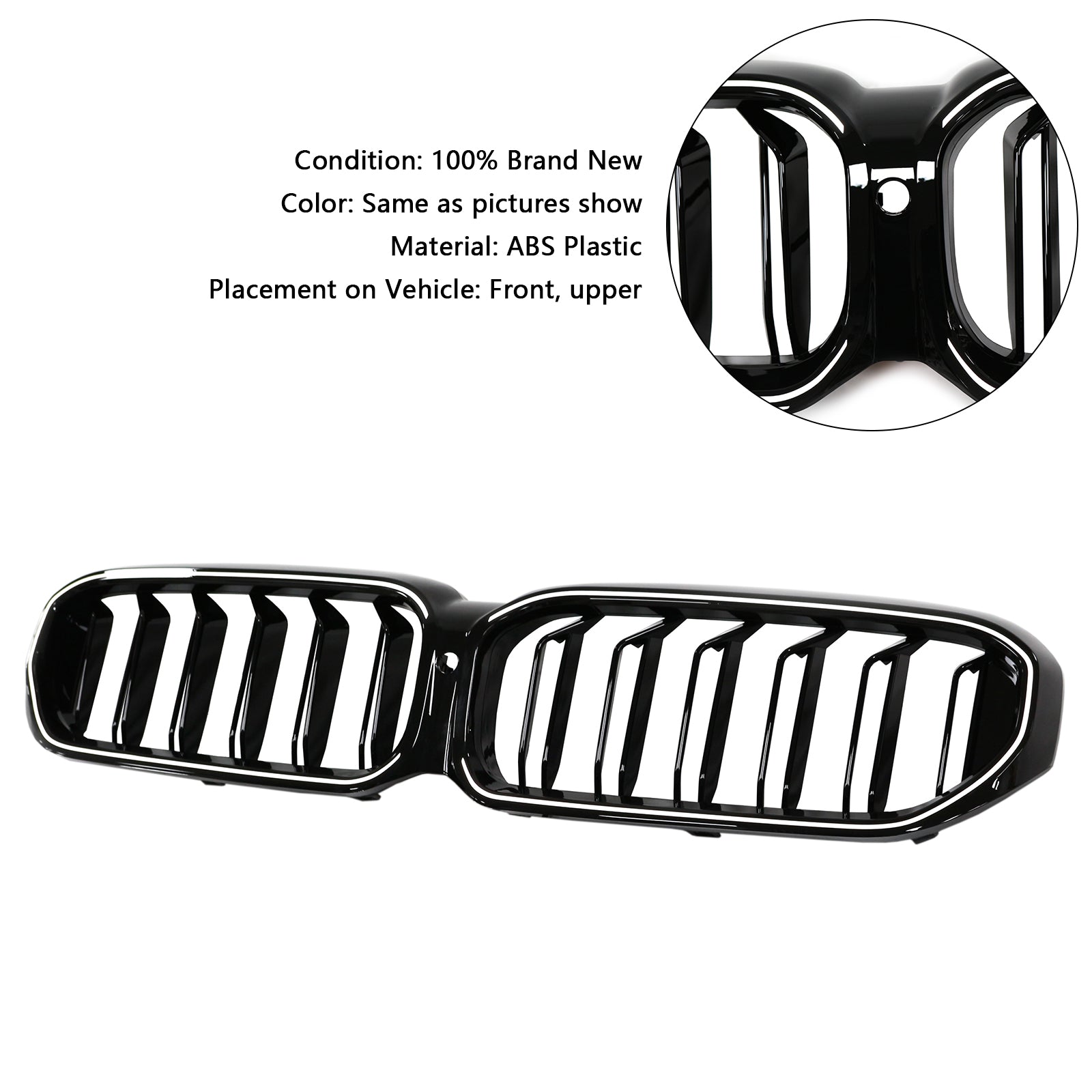 2021-2024 BMW 5 Série G30 G38 Double latte avant de la calandre Gloss Black