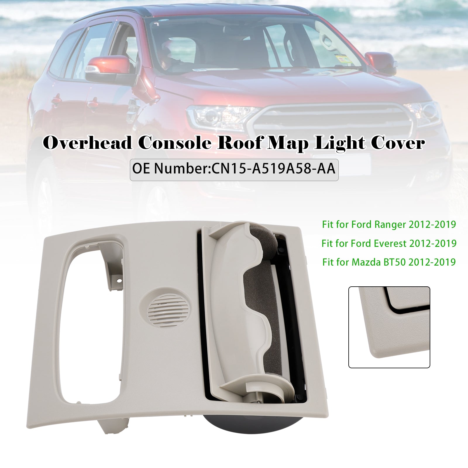 2012-2018 Mazda BT-50 Ford Ranger Overhead Console Roof Map Light Cover