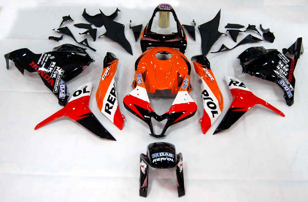 2009-2012 Honda CBR 600 RR zwart en oranje Repsol Racing stroomlijnkappen algemeen