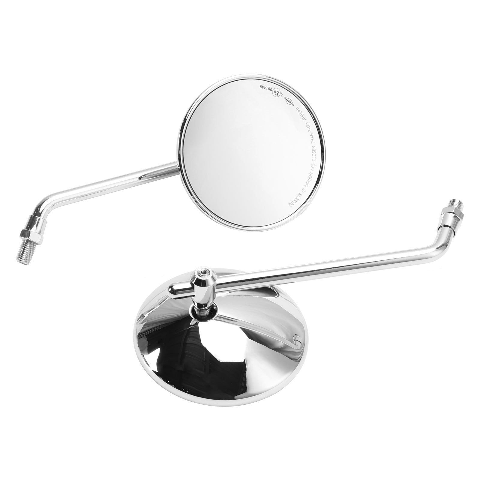 4" Round Chrome Classic Small Mirror with E-Mark M10 Mirrors For Japanese Bikes