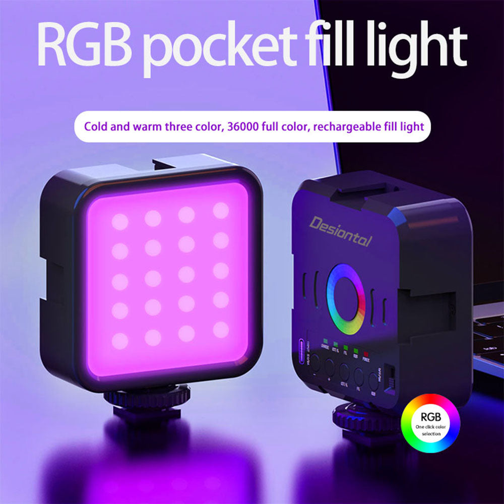 Pocket RGB Full Color 3000-9000K LED Video Light Photography Fill Lamp VLog