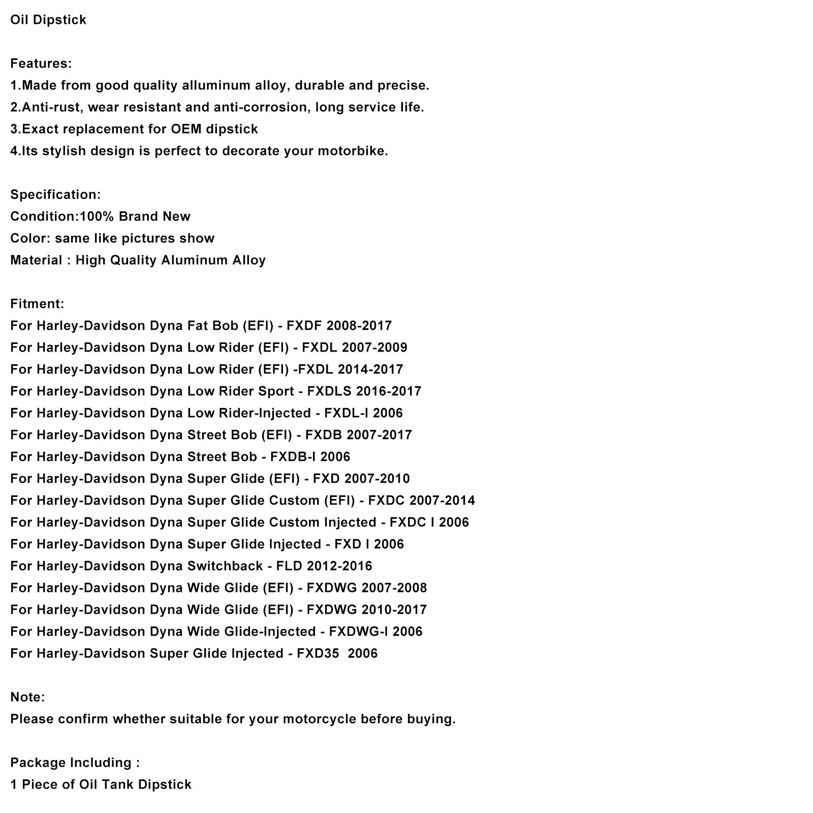 0710-0153 Oil Dipstick Tank Cap Plug For FXD Dyna 2006-2017