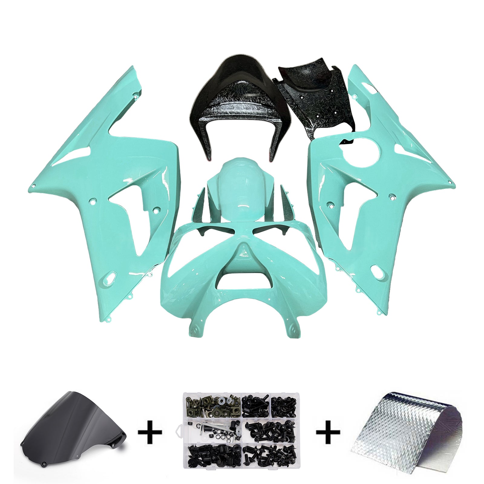 Injeksjon Fairing Kit Bodywork Plast Abs Fit for Kawasaki ZX6R 636 2003-2004