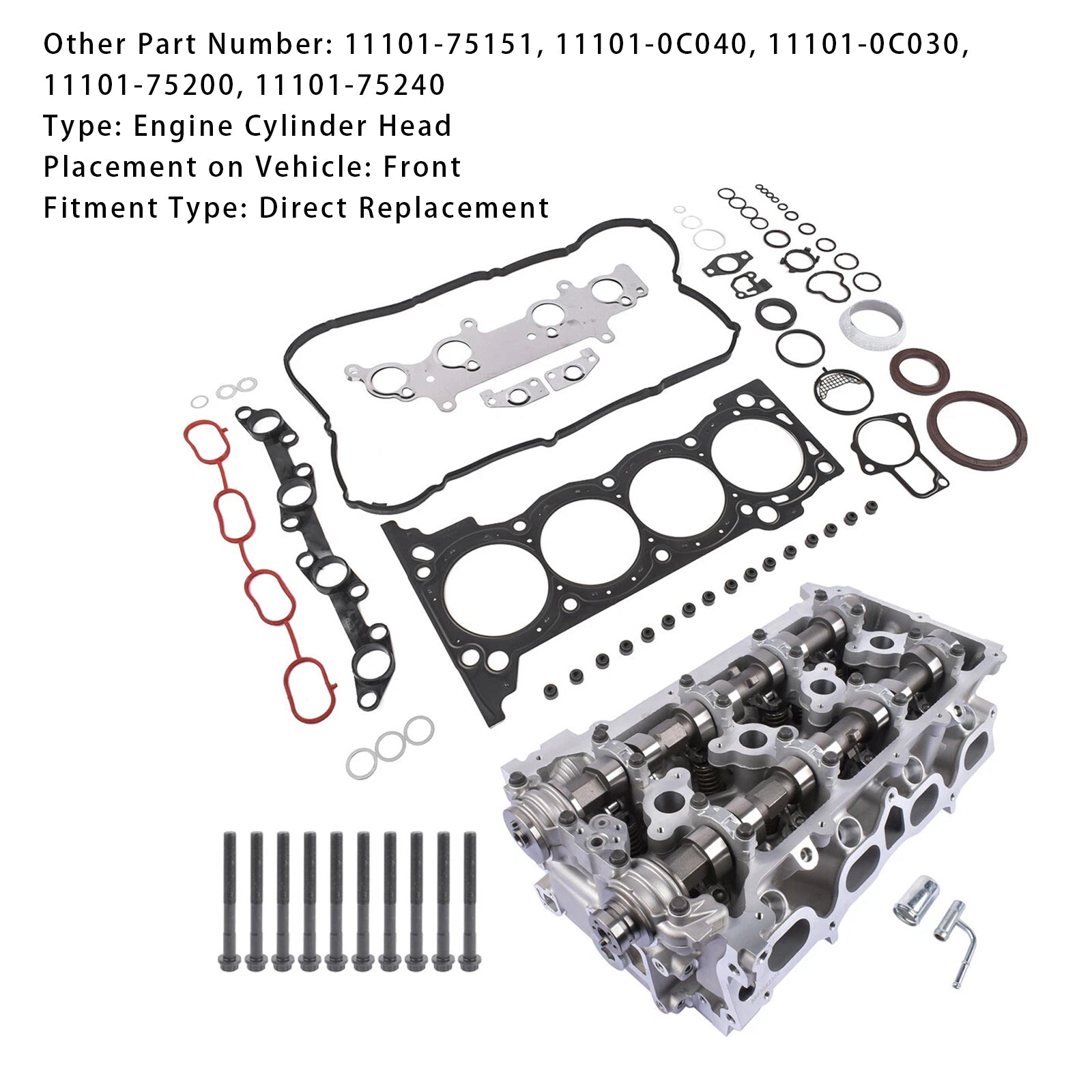 Engine Cylinder Head Bolts Gasket Set 11101-75151 For Toyota Tacoma 2.7L 2TR-FE