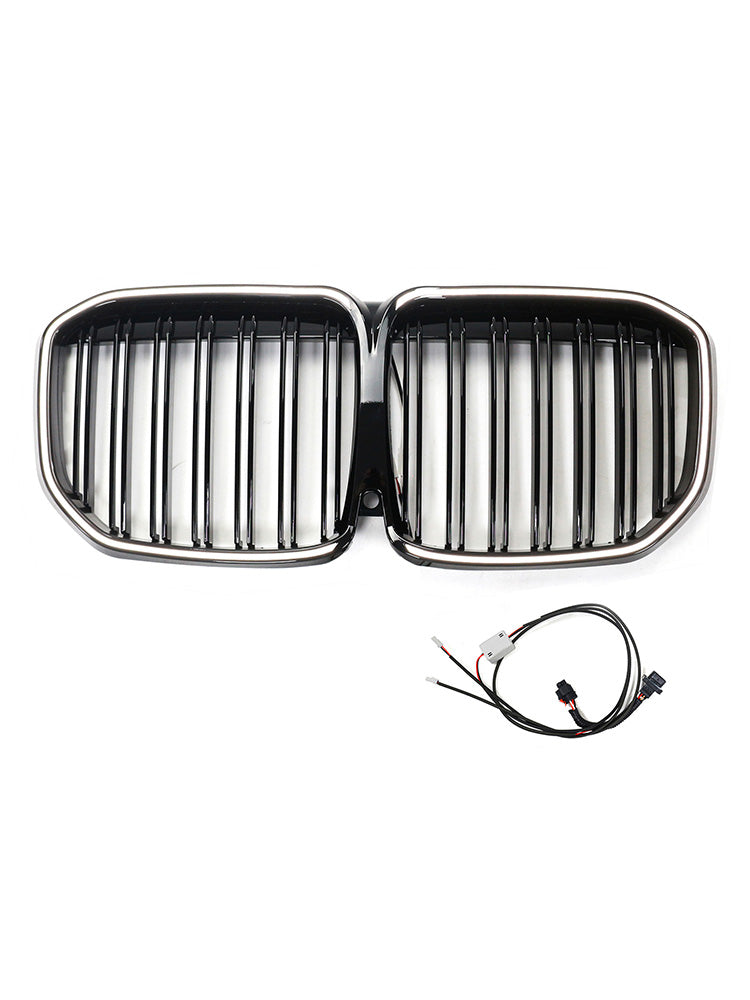 Double Slat Gloss Black Front Kidney Grill Grille Fit BMW X7 G07 2019-2022