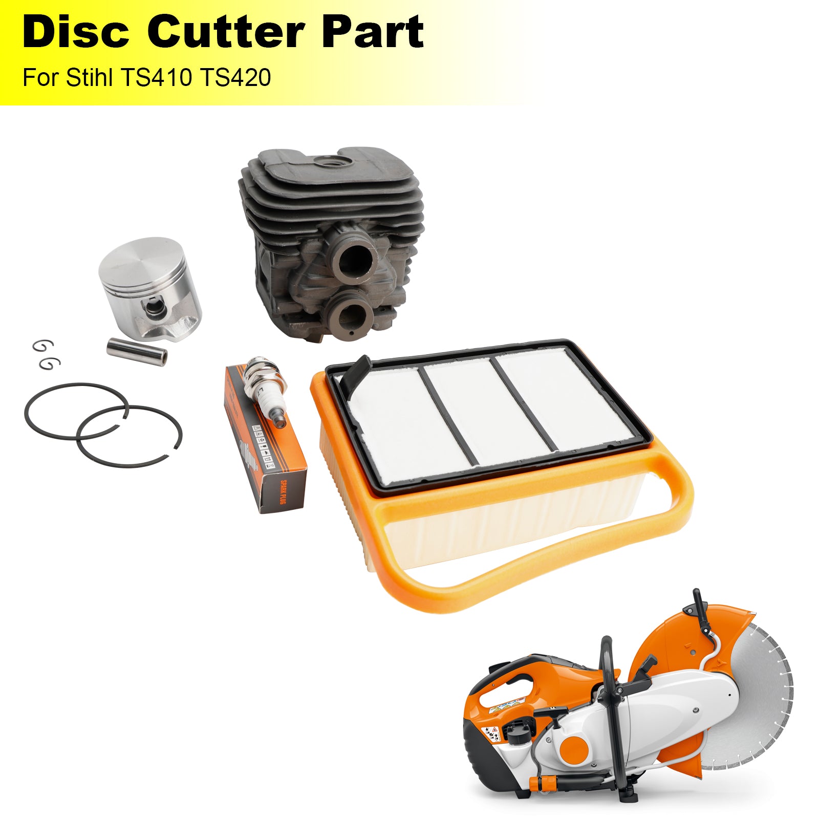 Kit d'entretien cylindre-piston avec filtre à air pour Stihl TS410 TS420