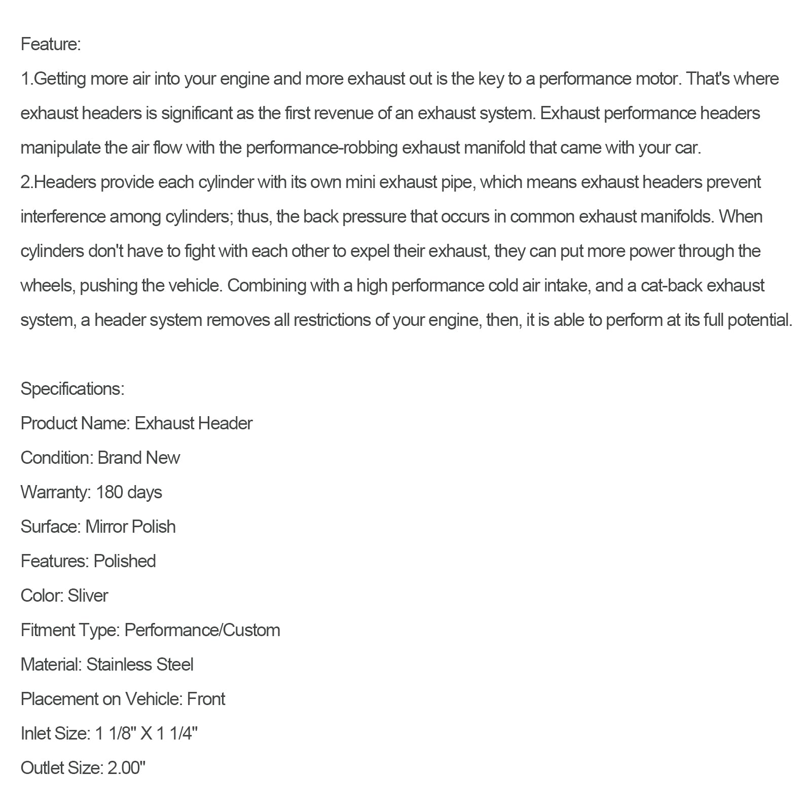 Hlavičky výfukových plynov z nehrdzavejúcej ocele Fit Ford Mustang Fit Mercury 144/170/200/250