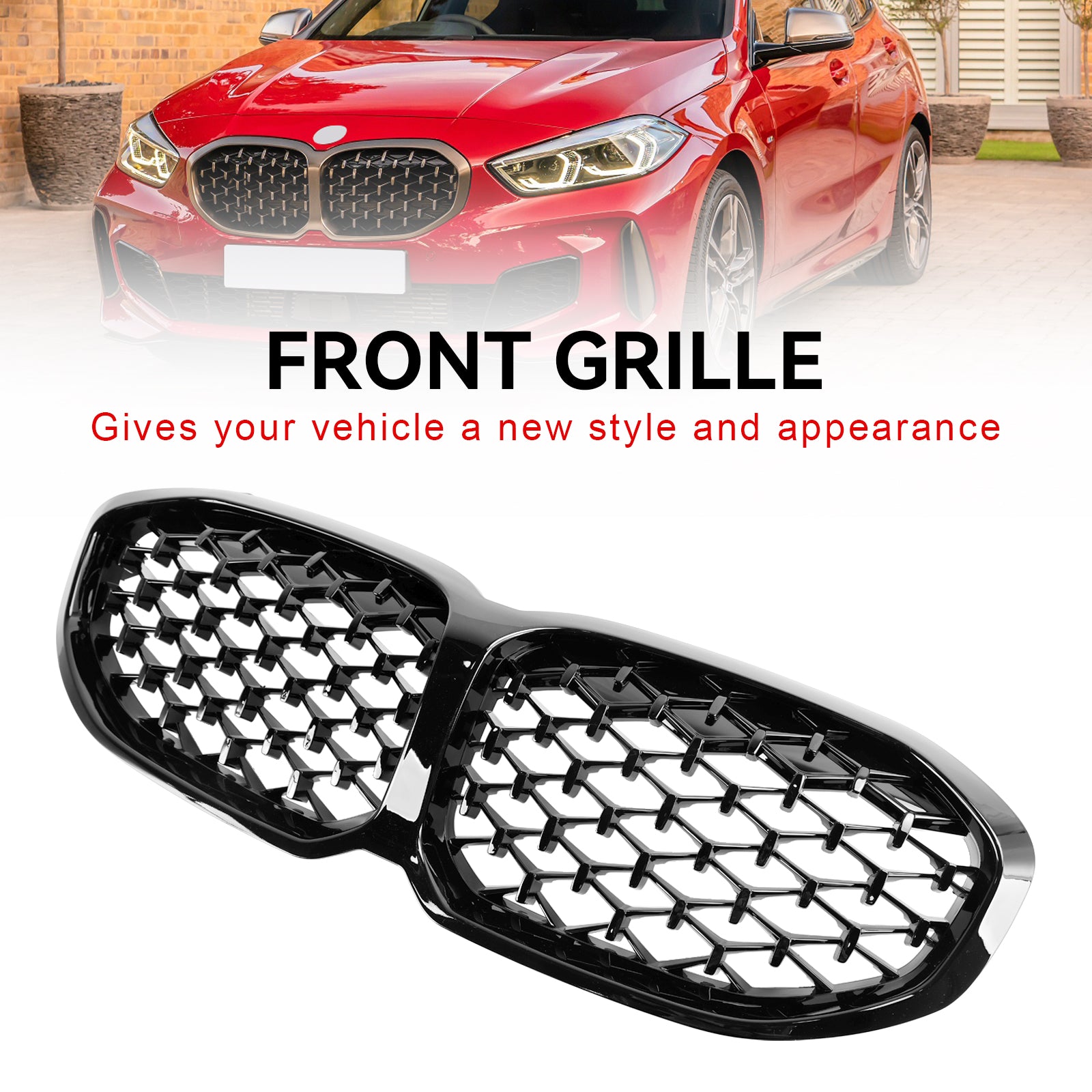 F40 BMW 1 Series 2019-2024 Gloss Black Diamond Front Kidney Grill Grille