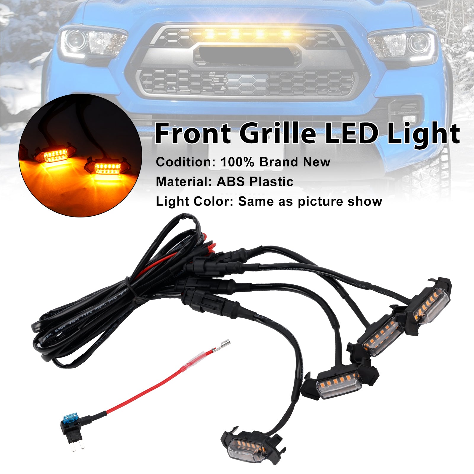 2016-2023 Toyota Tacoma LED-lichtset met heldere lens, oranje licht voorgrille