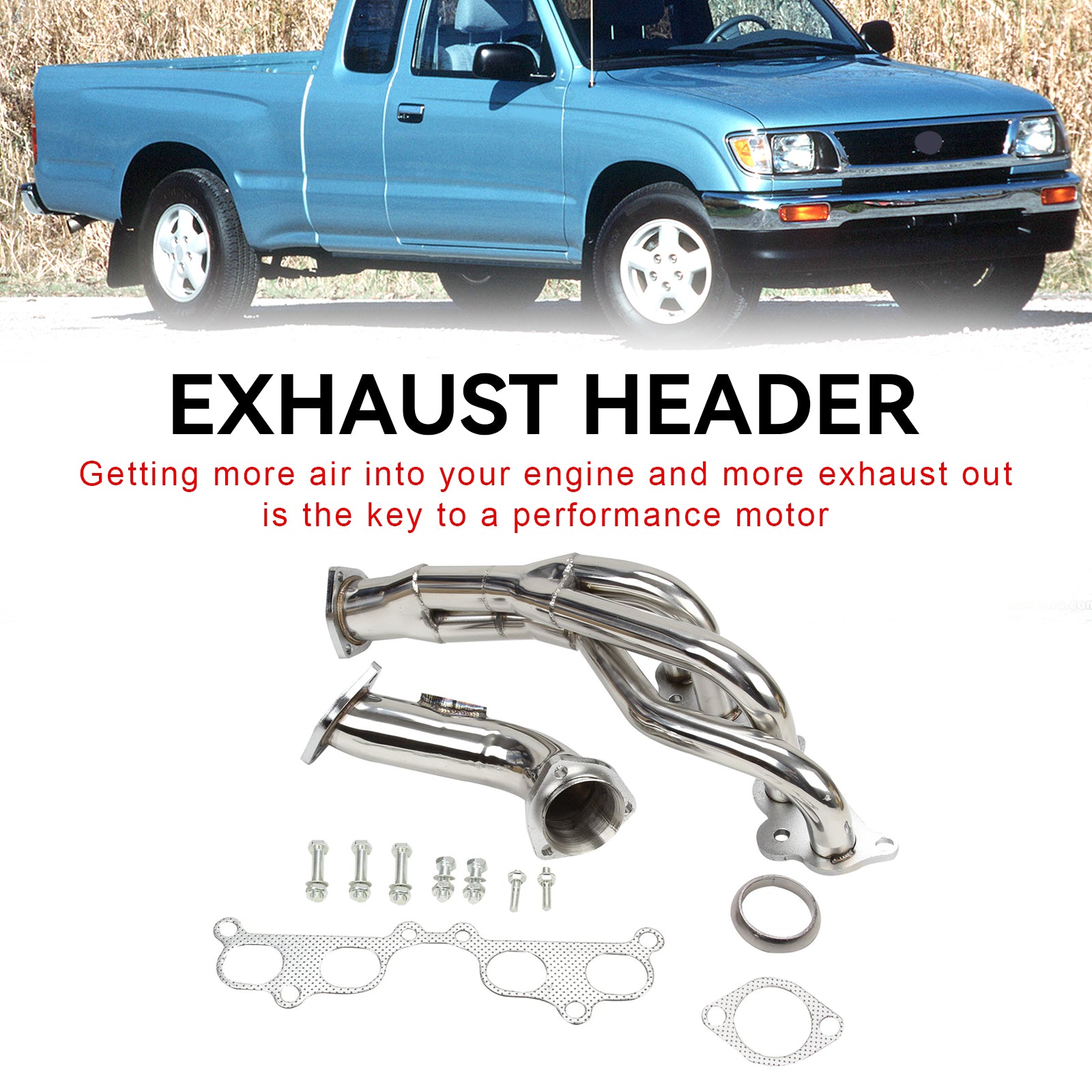 Cabezal de colector de acero inoxidable compatible con Toyota Tacoma 2.4L 2.7L L4 1995-2001