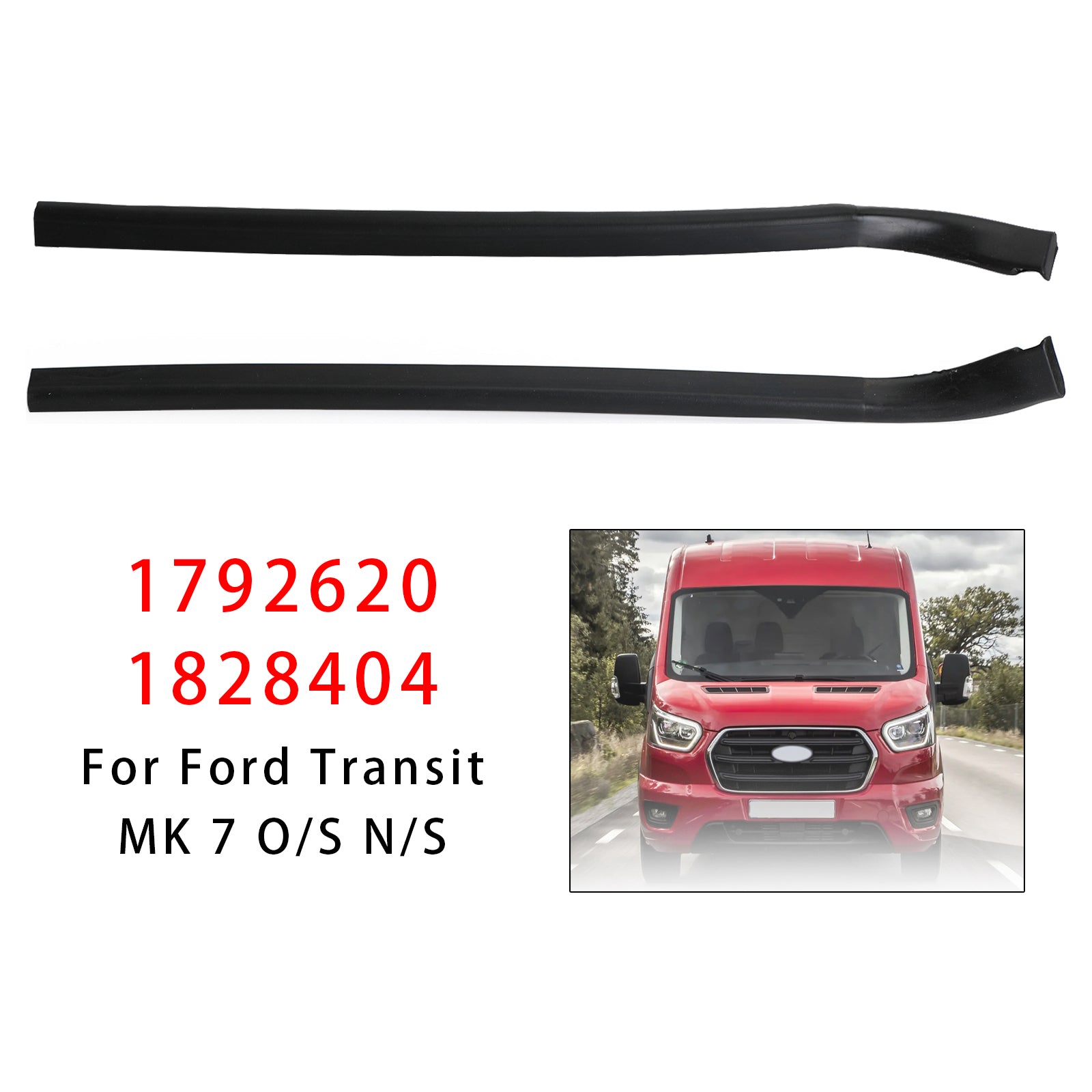2Pcs Front Door Weatherstrip Seal 1792620+1828404 For Ford Transit Mk 7 O/S N/S