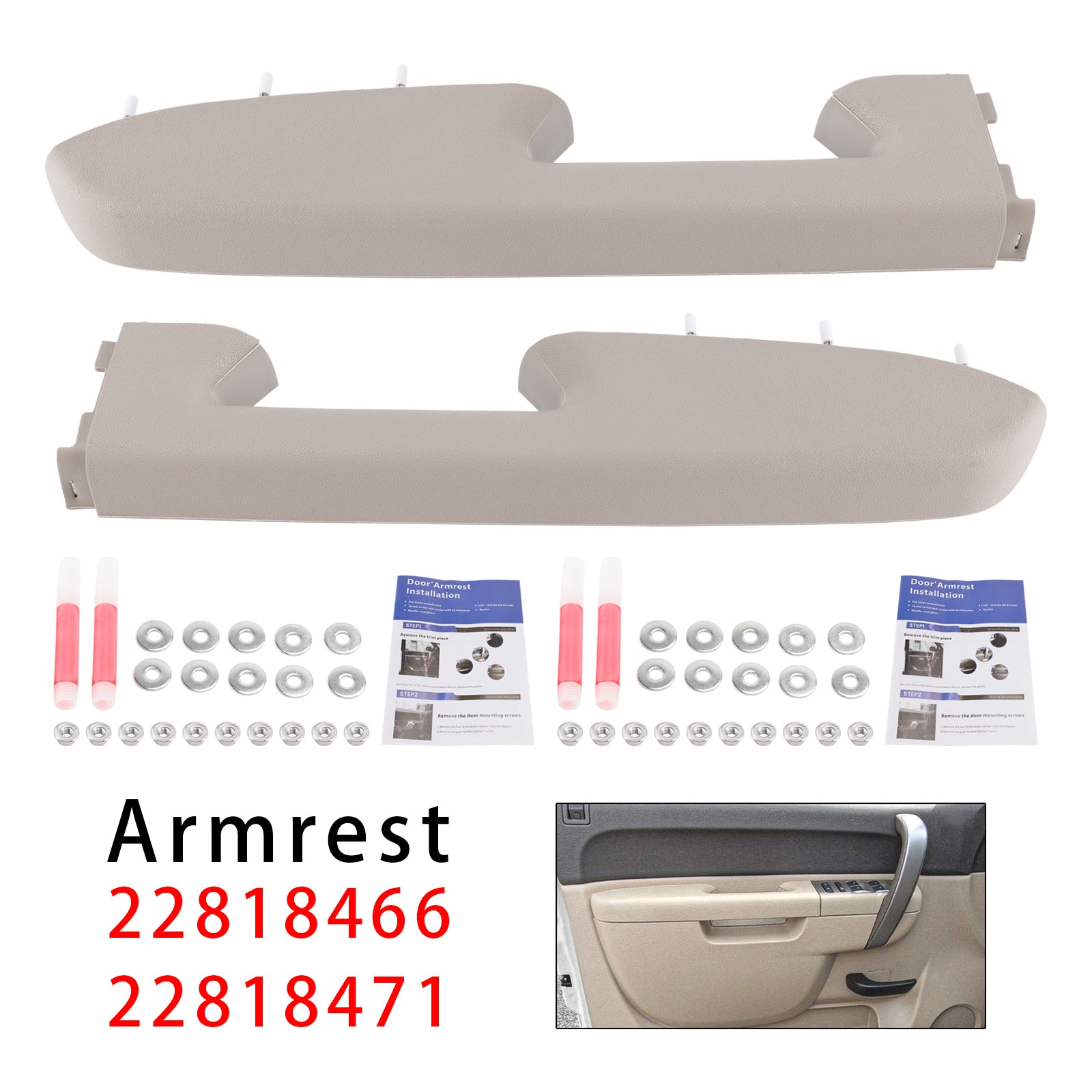 2010-2014 For Sierra 2500 HD Front Armrest Repair Gray 22818466