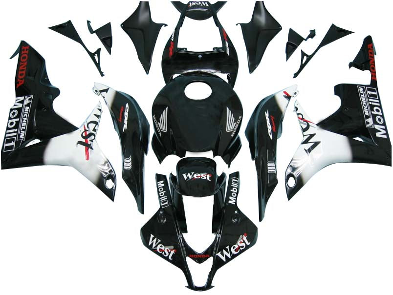 2007-2008 CBR600RR Bodywork Fairing Black ABS Injection Molded Plastics Set Generic