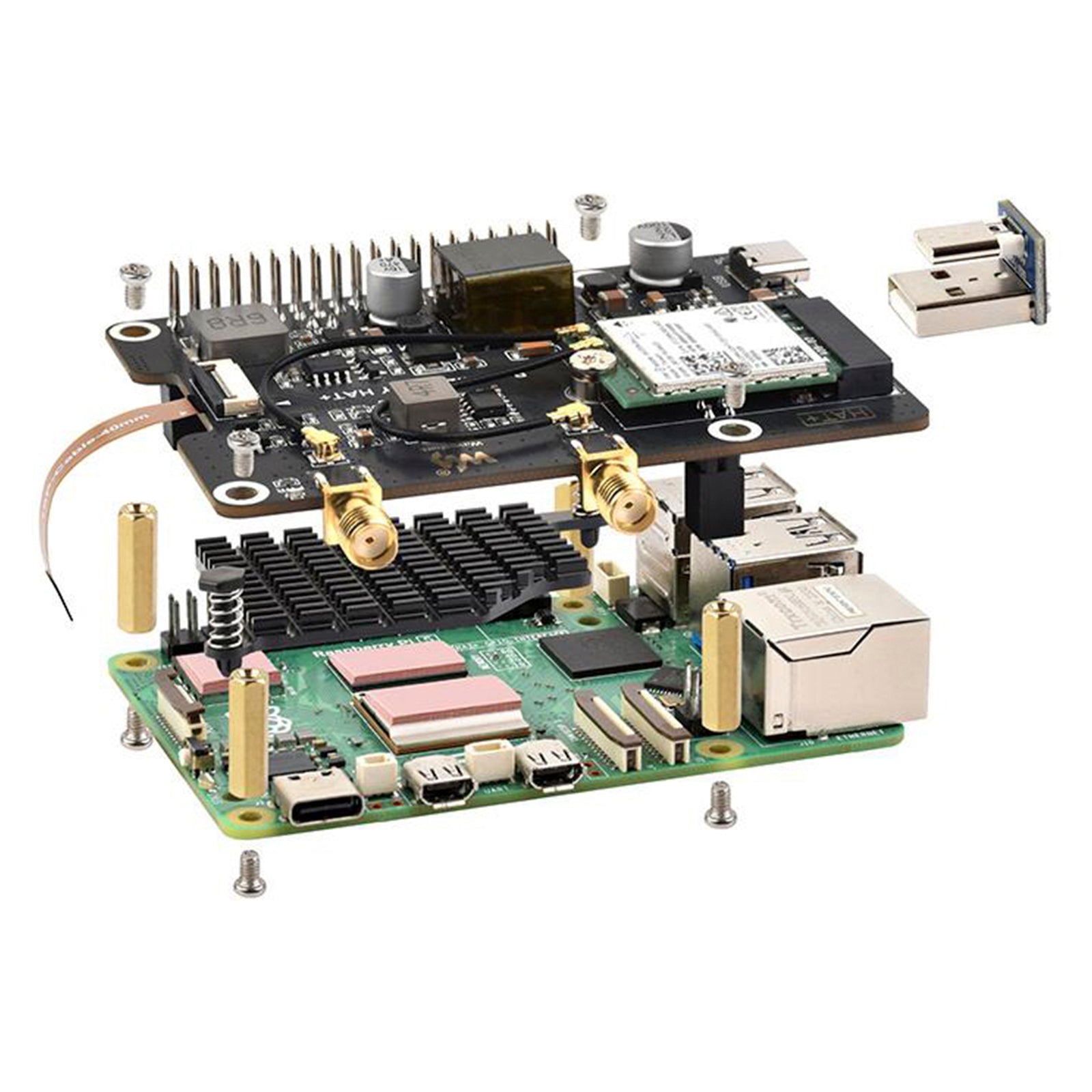 Raspberry Pi 5 PCIe naar M.2 E-sleutel met PoE Ethernet-voedingsadapterkaart