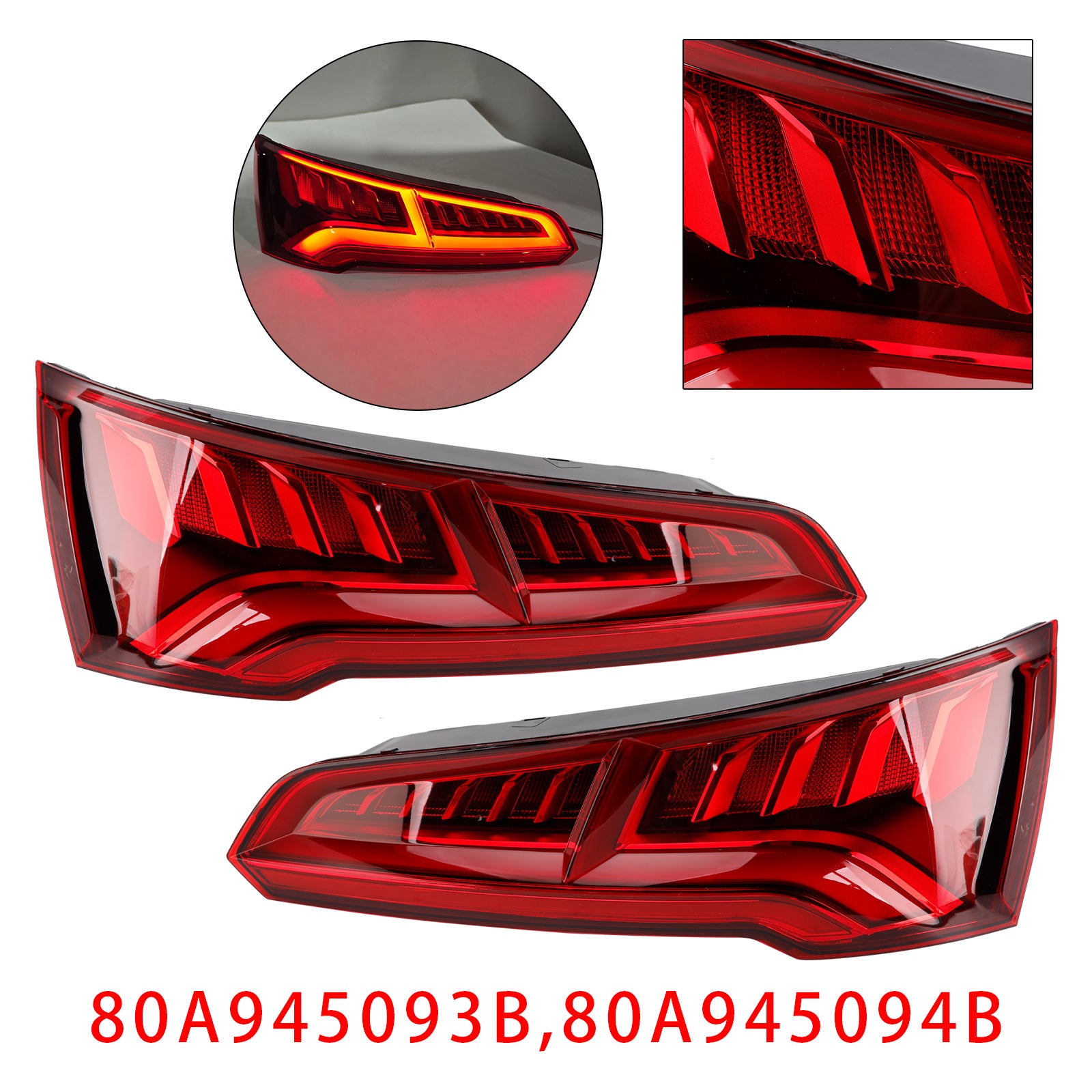 2017-2020 Audi Q5 MK2 PRE-FACELIFT Left+Right Rear Tail Light Lamp LED 5 PIN 80A945093B