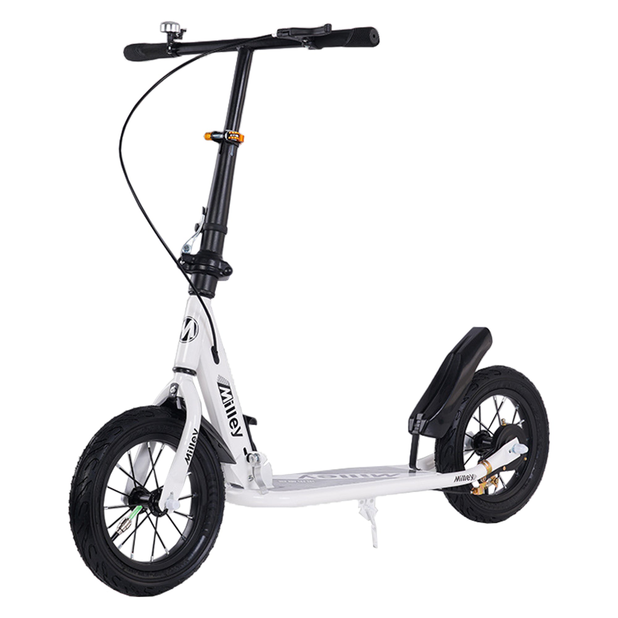 12" Large Smooth Rolling Rubber Air Tires Shock-Absorbing Foldable Commuter Kick Scooter For Adults and Teens