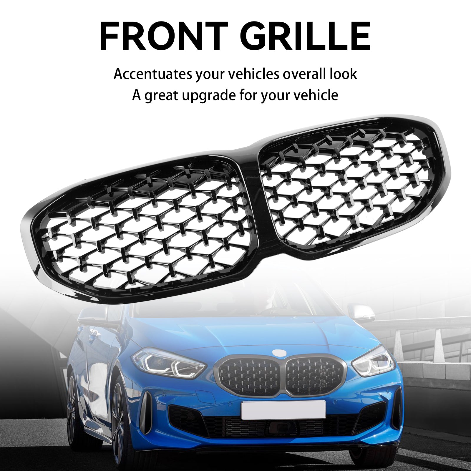 F40 BMW 1 Series 2019-2024 Gloss Black Diamond Front Kidney Grill Grille