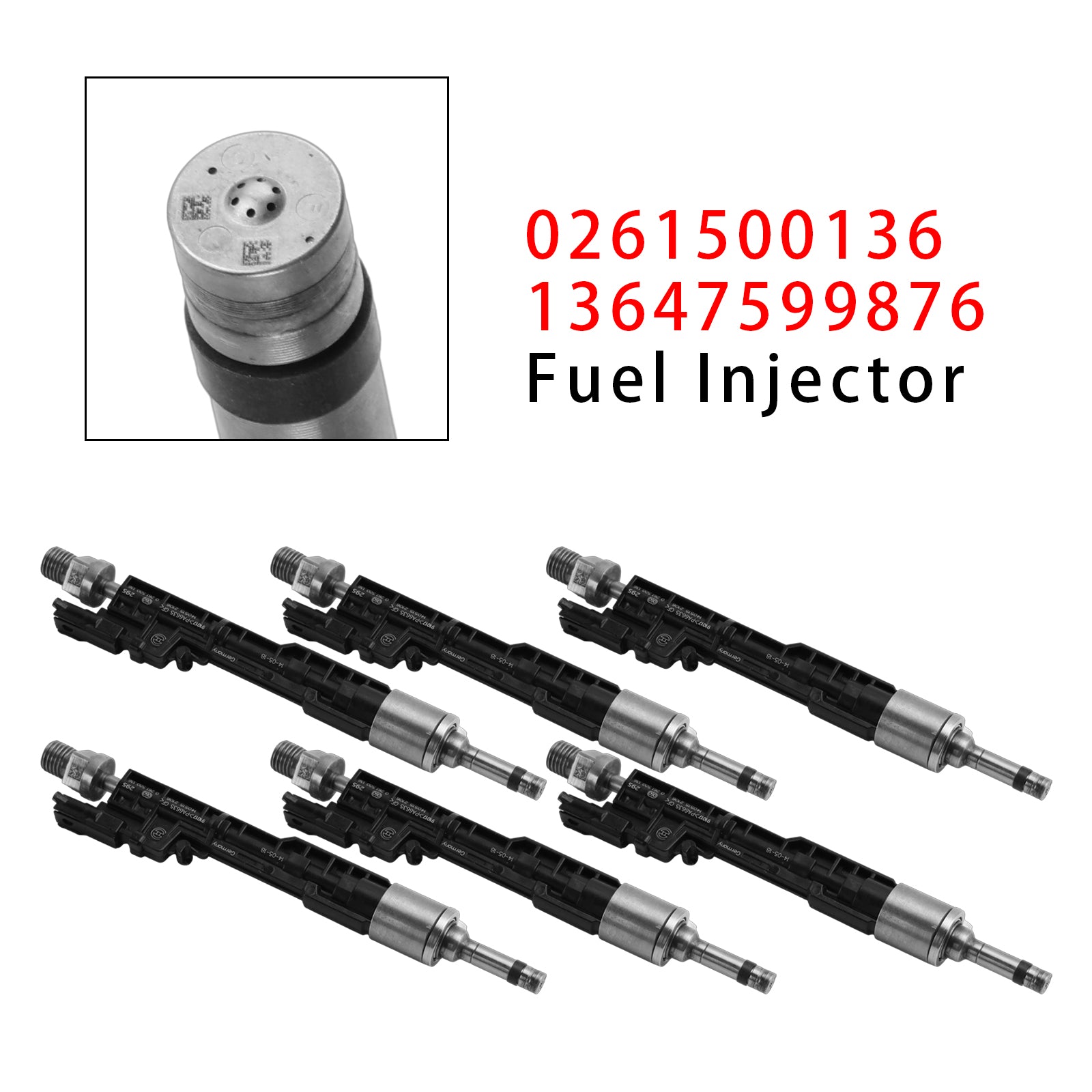 6Pcs Fuel Injector For BMW F10 M5 F06 F07 F12 F13 F15 X5 0261500136 13647599876