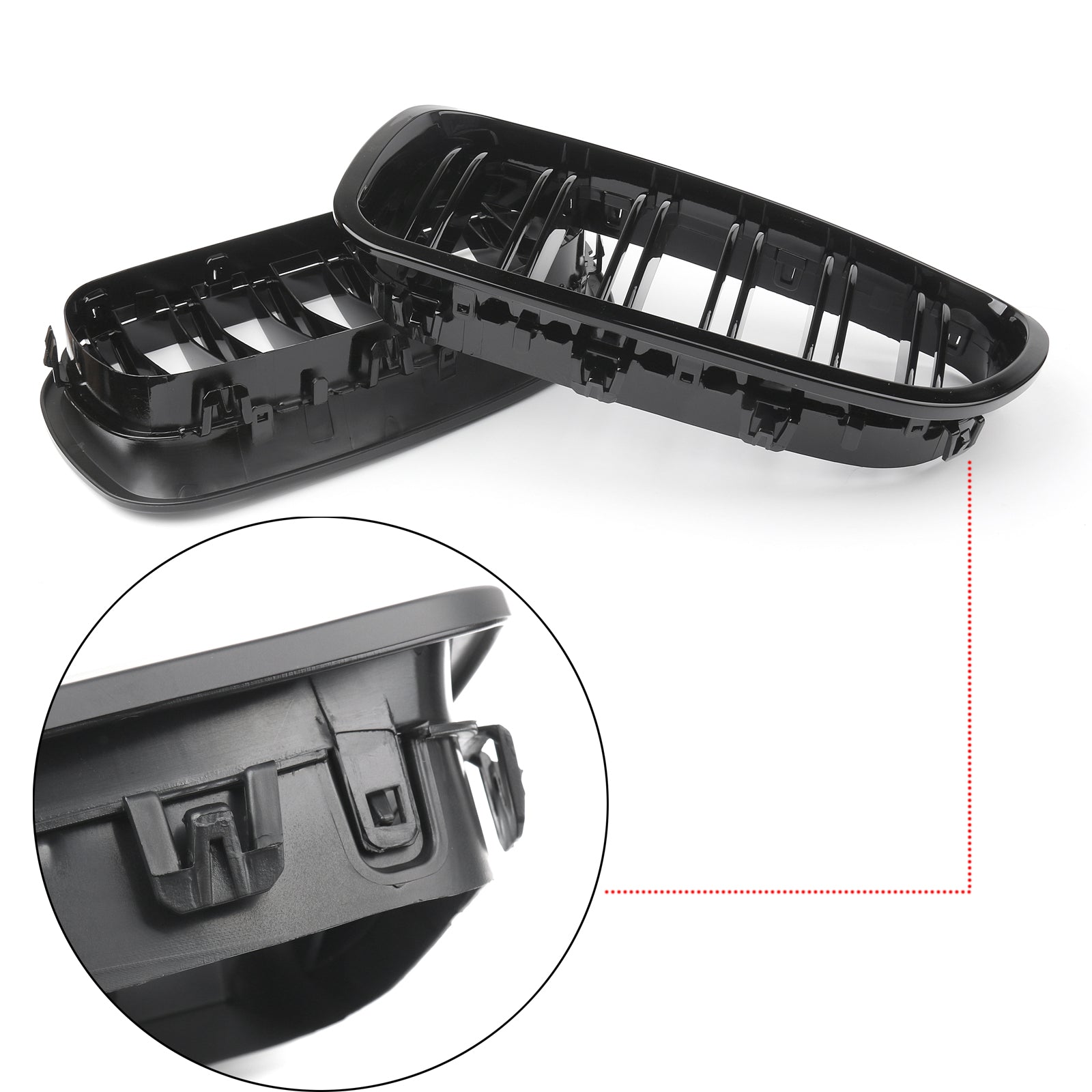 Gloss Black Front Kidney Grille Fit BMW 5 Series F11 F10 2010-2016 Dual Slats