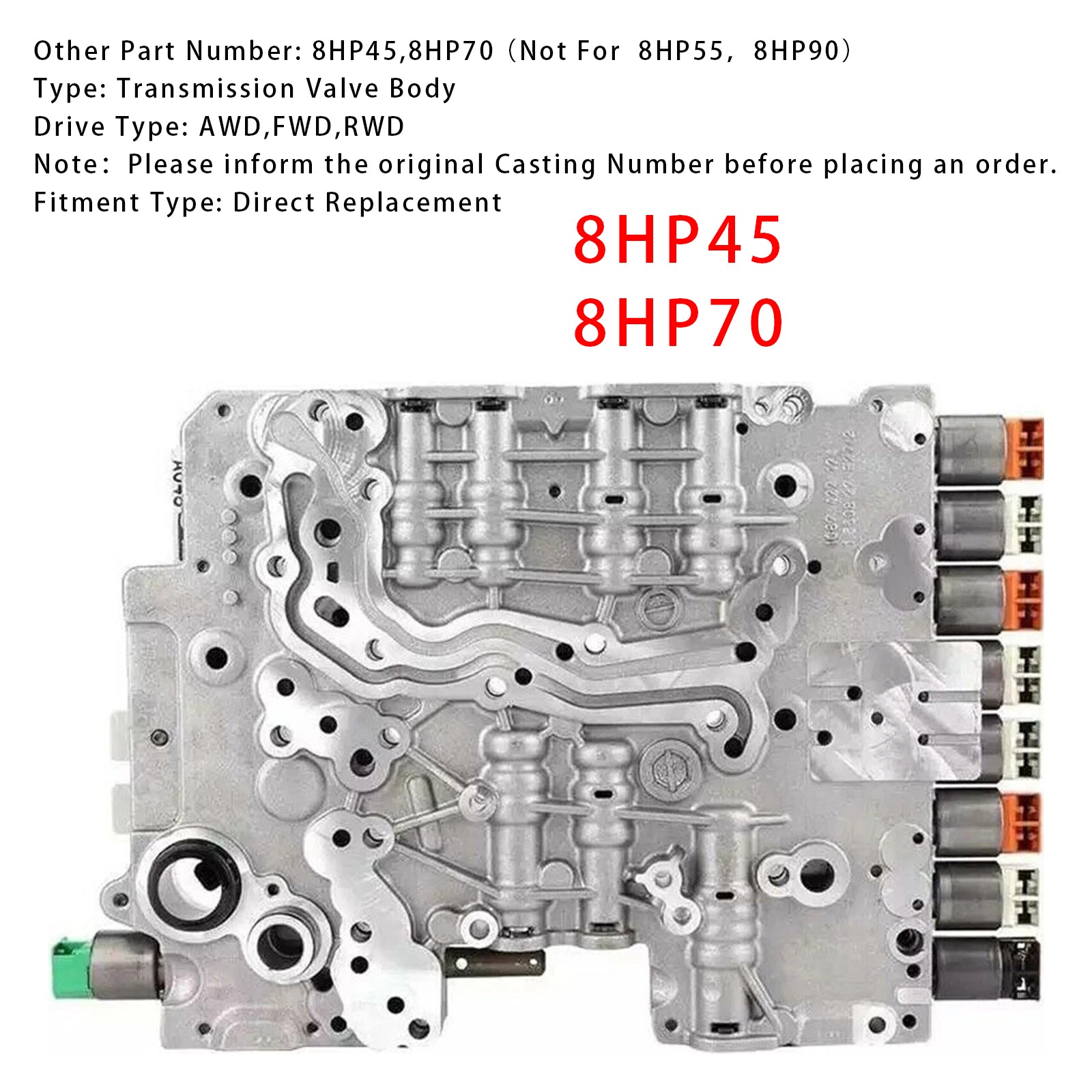 2012-up BMW Z4 ROADSTER 8 RWD L4 2.0L Transmission Valve Body 8HP45 8HP70