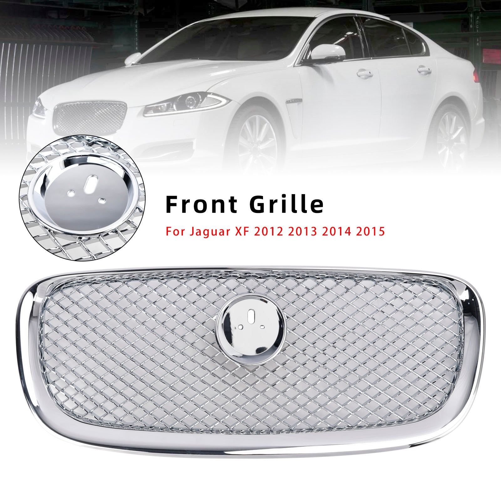 2012 2013 2014 2015 Jaguar XF XF-R Style Front Bumper Grill Grille Chrome