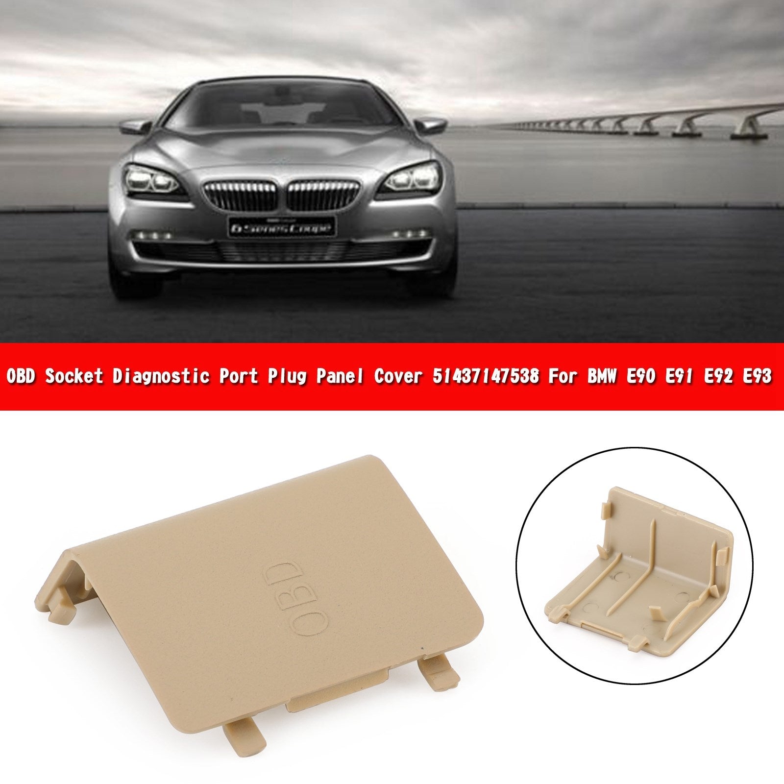 LHD OBD Socket Diagnostic Port Plug Panel Cover 51437147538 For BMW E90/91 Beige